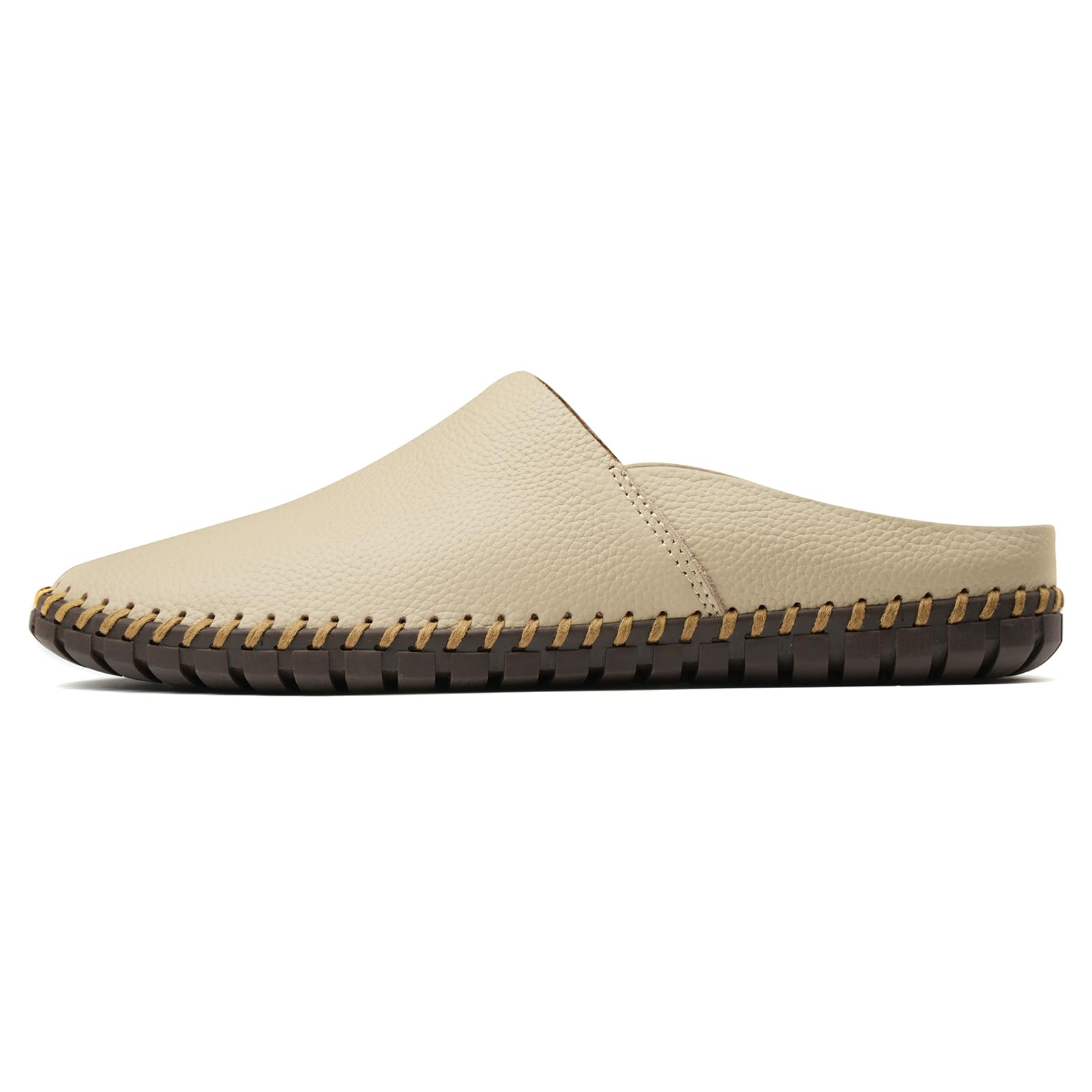 Men’s Slip-On Loafers Mules Clog Handmade Leather Slippers Hand Stitched no-Heel Casual Shoes for Men Breathable Comfortable Soft