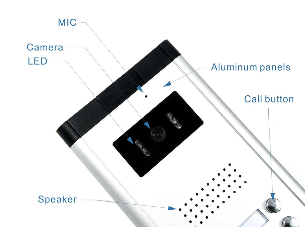 2 Units Apartment Video Intercom System, 7 Inch Monitor Wired Video Doorbell Door Phone Kits, Indoor Outdoor IR Camera, Monitoring, Unlock, 2 Way Intercom for Home Apartment