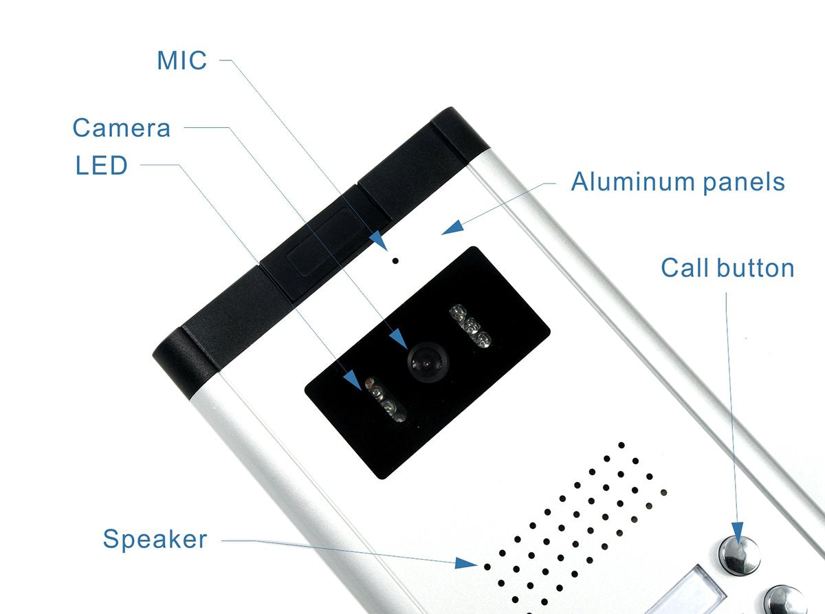 2 Units Apartment Video Intercom System, 7 Inch Monitor Wired Video Doorbell Door Phone Kits, Indoor Outdoor IR Camera, Monitoring, Unlock, 2 Way Intercom for Home Apartment