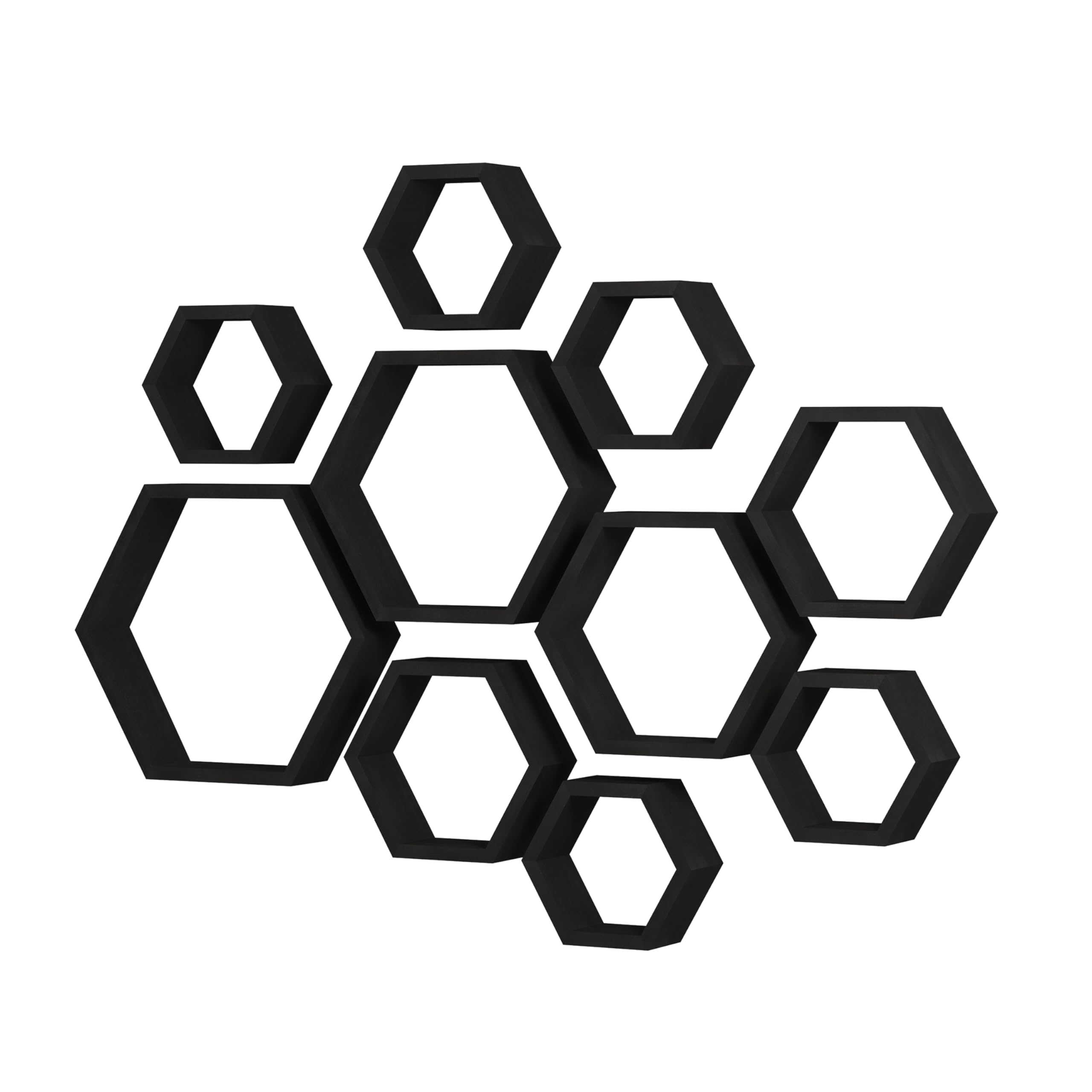 WONFUlity Hexagon Shelves for Wall Mounted, Wood Farmhouse Storage Honeycomb Floating Shelves for Wall Decor,Screws Anchors Included,5pc