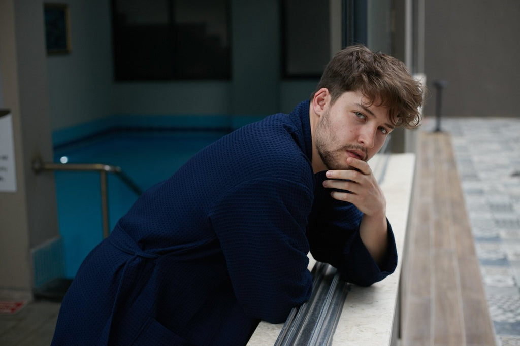BAGNO MILANO Mens Robes, Waffle Robes For Men, Turkish Cotton Mens Bathrobes