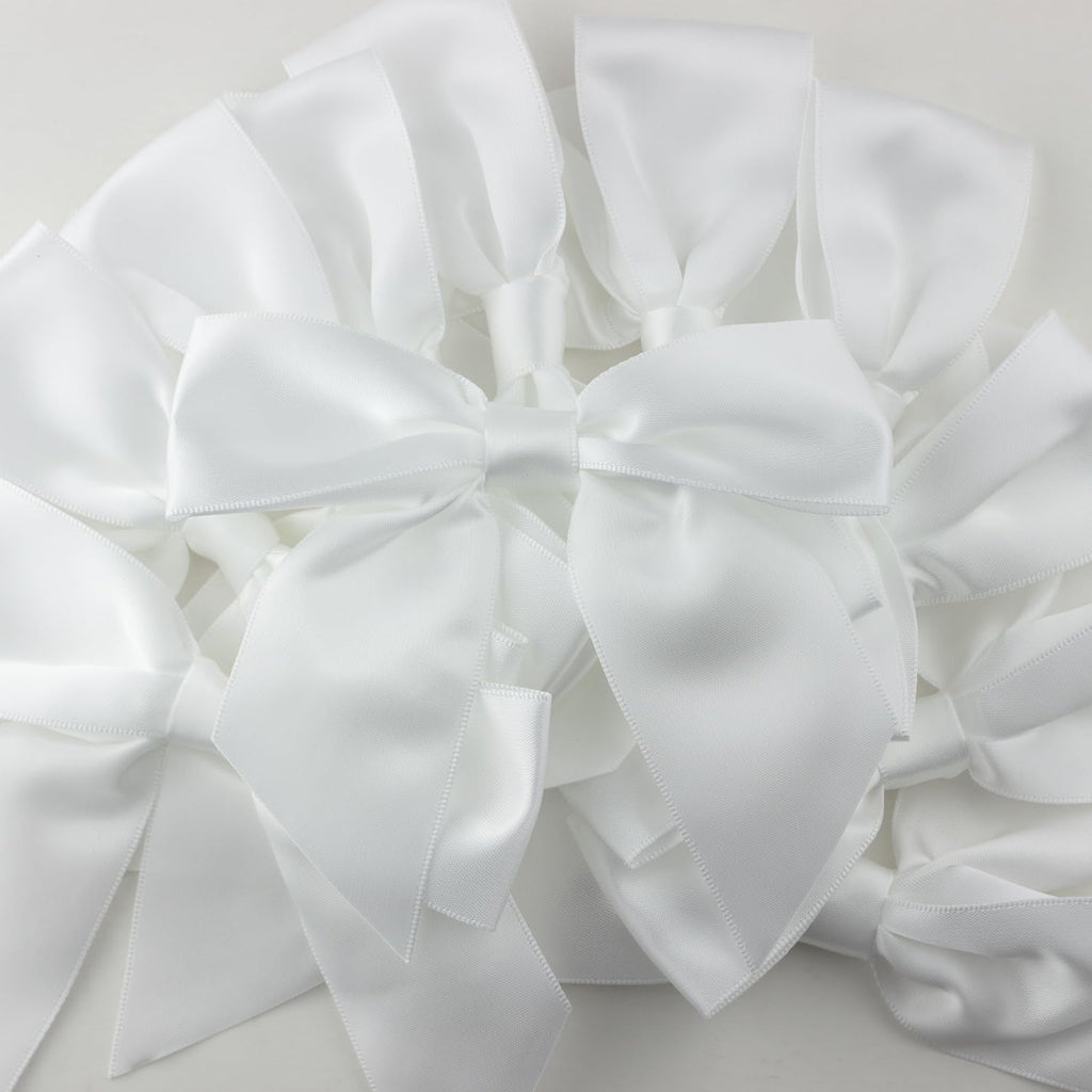 7Rainbows 50pcs Boutique 1.5" Black Satin Ribbon Mini Bows for Craft Sewing Scrapbooking Wedding and Gift Wrapping