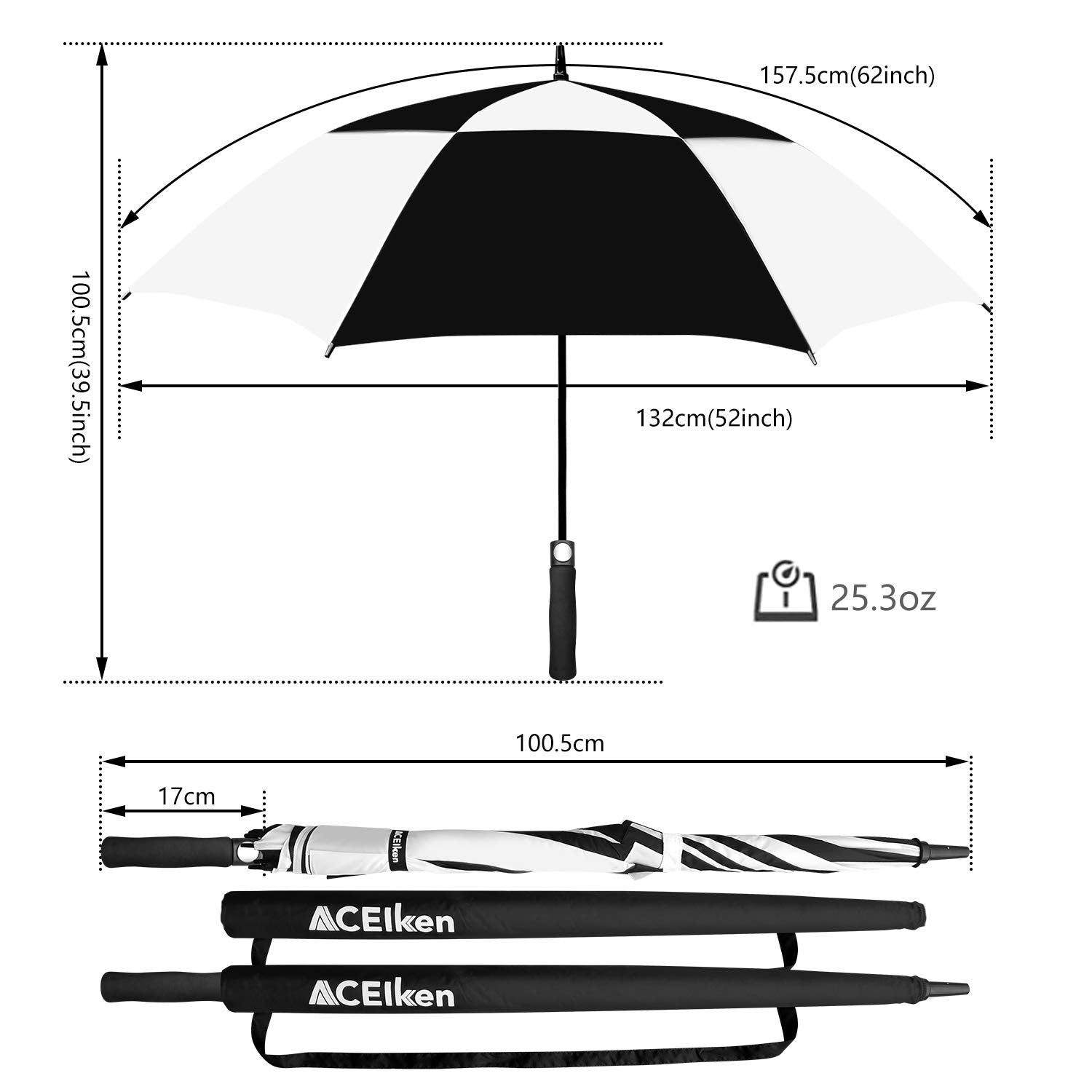ACEIken Golf Umbrella Large 58/62/68 Inch Automatic Open Golf Umbrella Extra Large Oversize Double Canopy Vented Umbrella Windproof Waterproof for Men and Women
