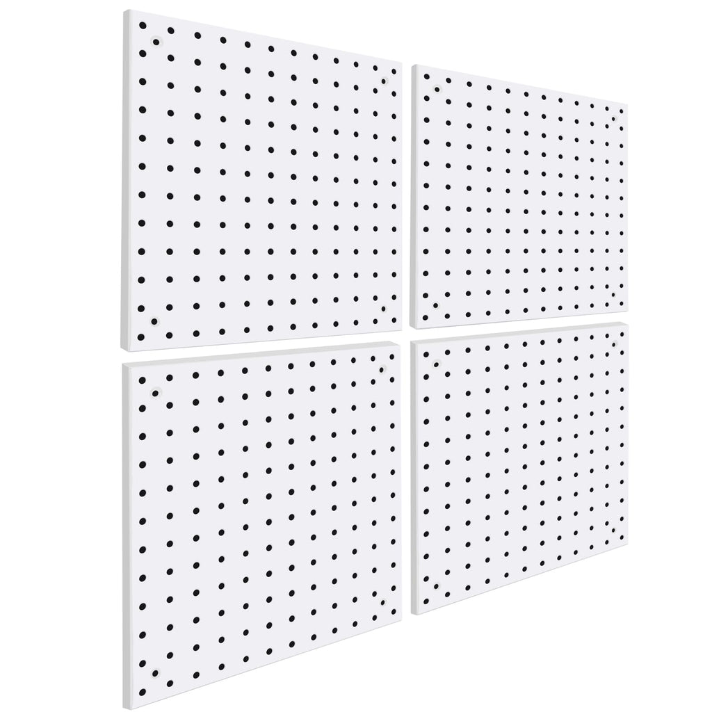 Peg Board,Steel Organization Panels, Ideal for Garage Tool Storage, Office Organization, Craft Room, Kitchen,Pack of 4 (Black, 4-12X12)