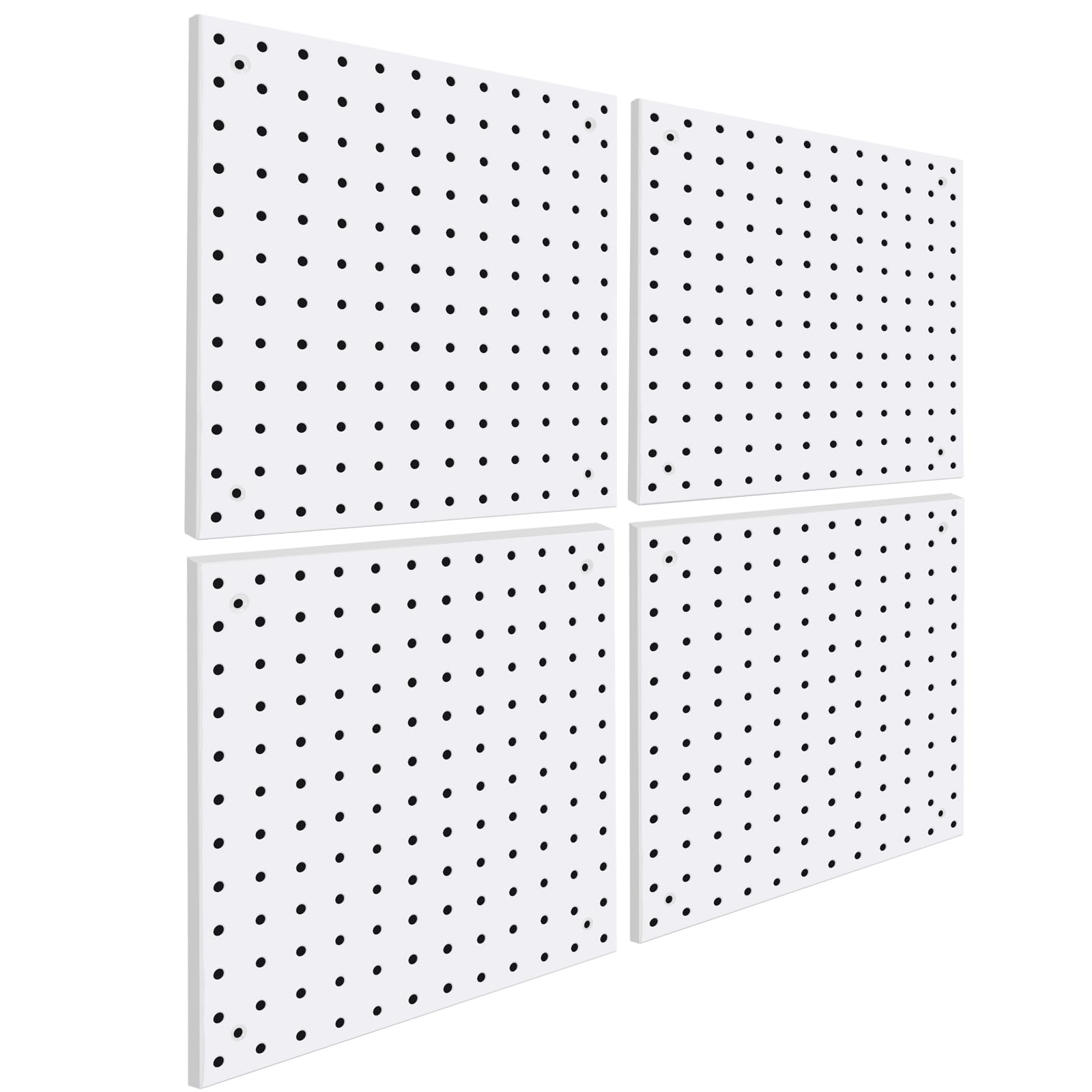 Peg Board,Steel Organization Panels, Ideal for Garage Tool Storage, Office Organization, Craft Room, Kitchen,Pack of 4 (Black, 4-12X12)