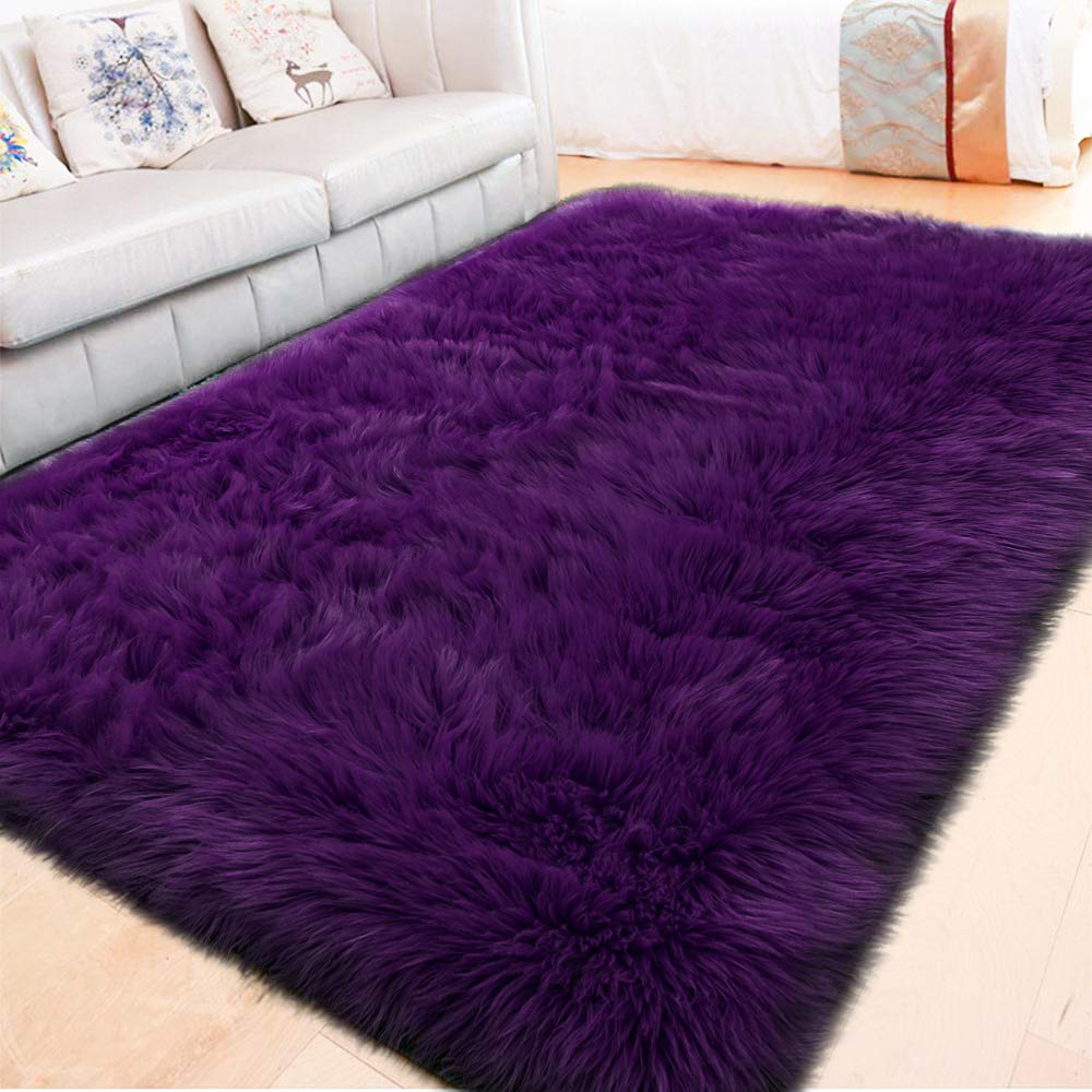 LOCHAS Soft Fluffy Faux Fur Rugs for Bedroom Bedside Rug 2x3 Feet, Washable, Furry Sheepskin Area Rug for Living Room Girls Room, Luxury Shag Carpet Home Decor, Beige
