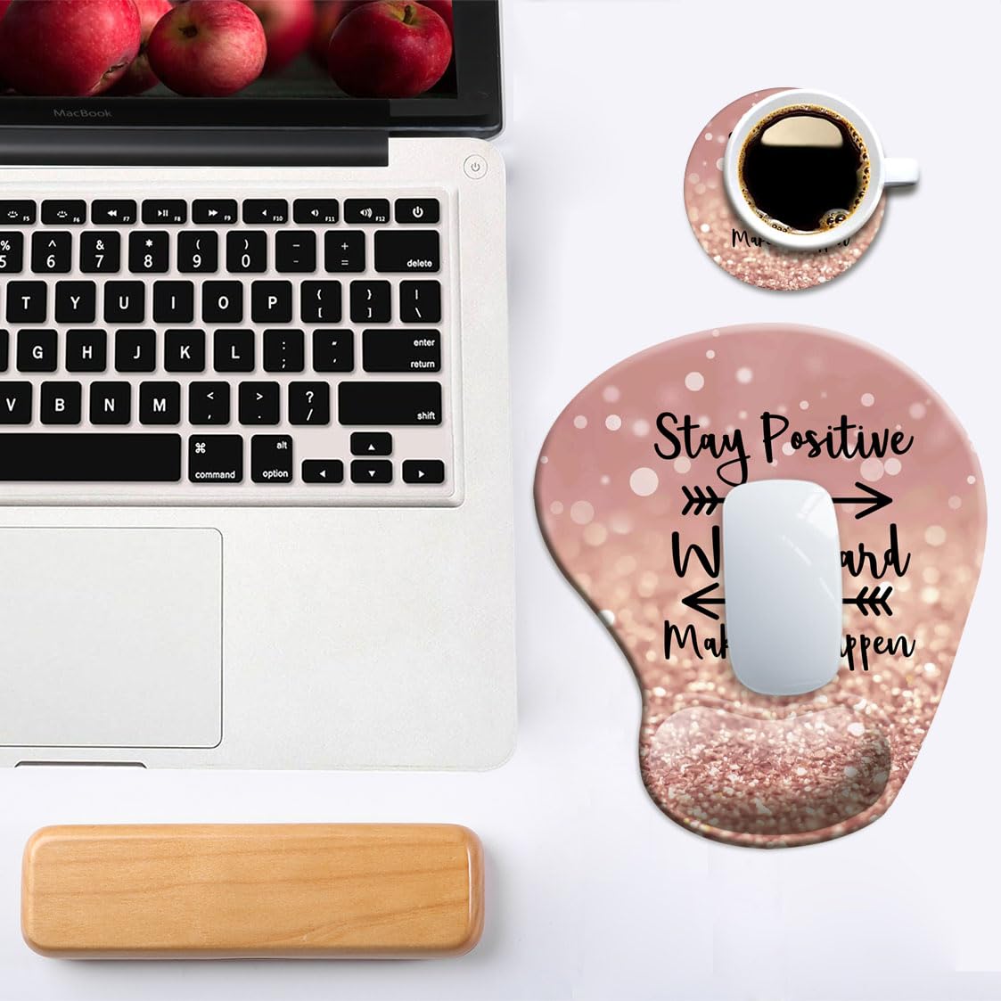 DOOKE Ergonomic Mouse Pad with Wrist Support and Coaster,Mouse Pads with Non-Slip PU Base for Home Office Working Studying Easy Typing & Pain Relief Aesthetic Art
