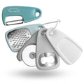 5 Pieces Kitchen Gadgets Set - Space Saving Cooking Tools Accessories Cheese Chocolate Grater, Fruit Vegetable Peeler, Bottle Opener, Pizza Cutter, Burlap Bags with Drawstring Gift Set