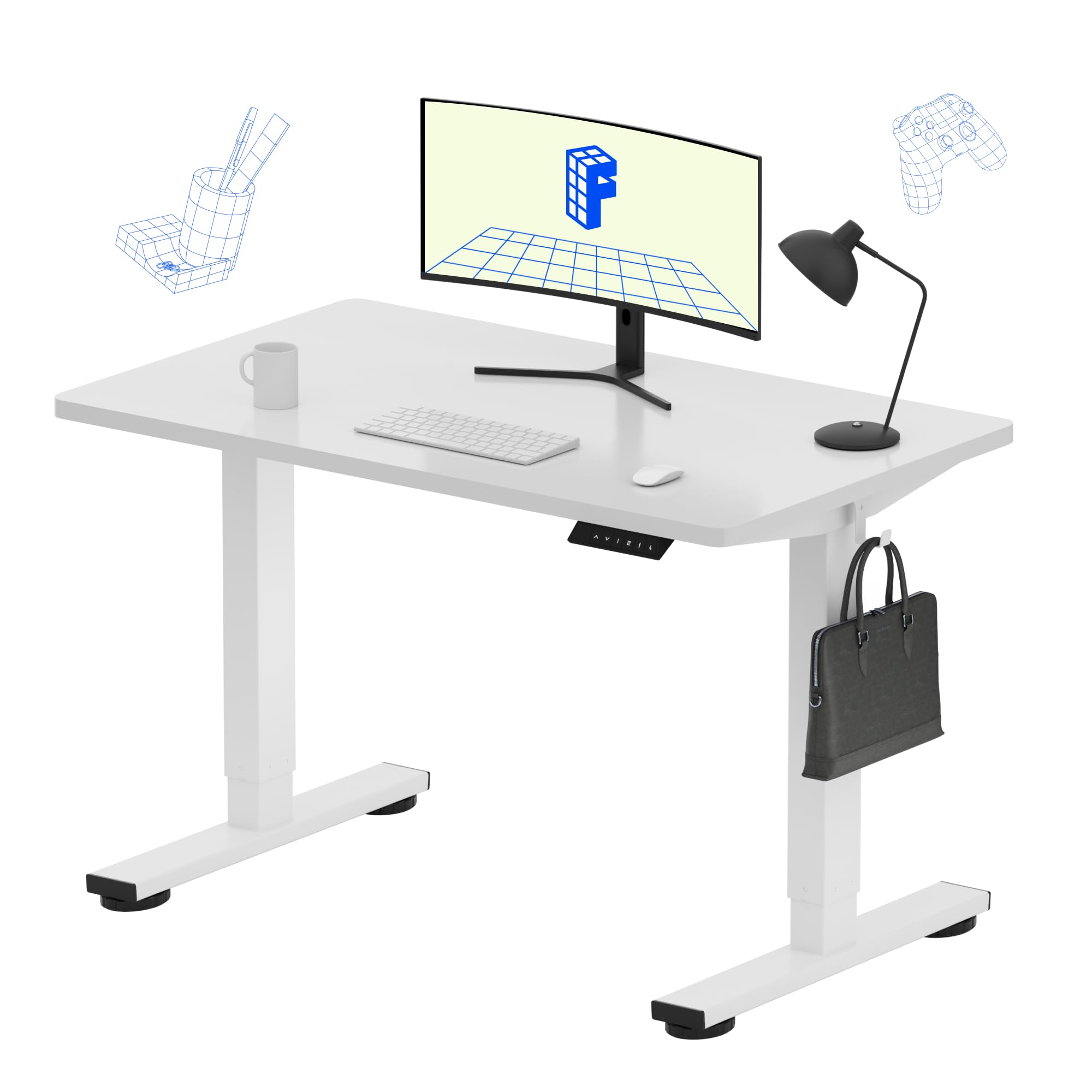 FLEXISPOT EN1 One-Piece Standing Desk, Electric Adjustable with 4 Memory Presets, 176 LBS Capacity, Stable & Quiet, Seamless Desktop for Home Office & Dual Monitors, 40"x24" Black