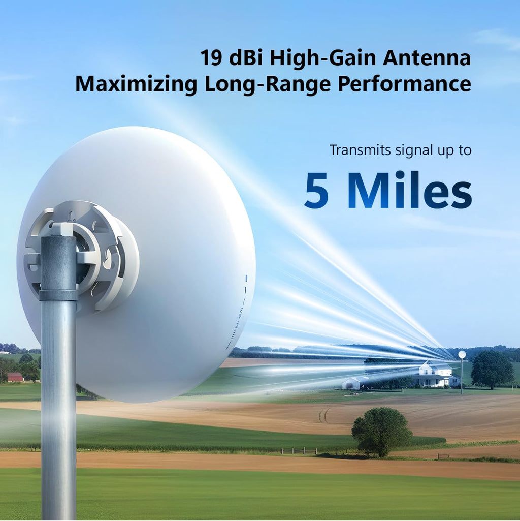 EnGenius Wi-Fi 6 (802.11ax) 5GHz 1,200 Mbps, 2x2 Outdoor Wireless Bridge, 26 dBm, high gain 19 dBi Directional Antenna, IP-55 housing, up to 6 Miles Point-to-Point [EnStation6 KIT]
