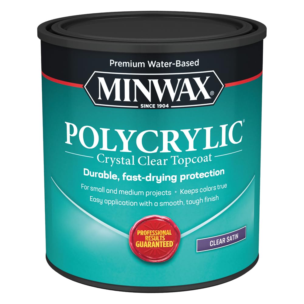 Minwax 63333444 Polycrylic Protective Finish, Satin, Clear, 1 Quart