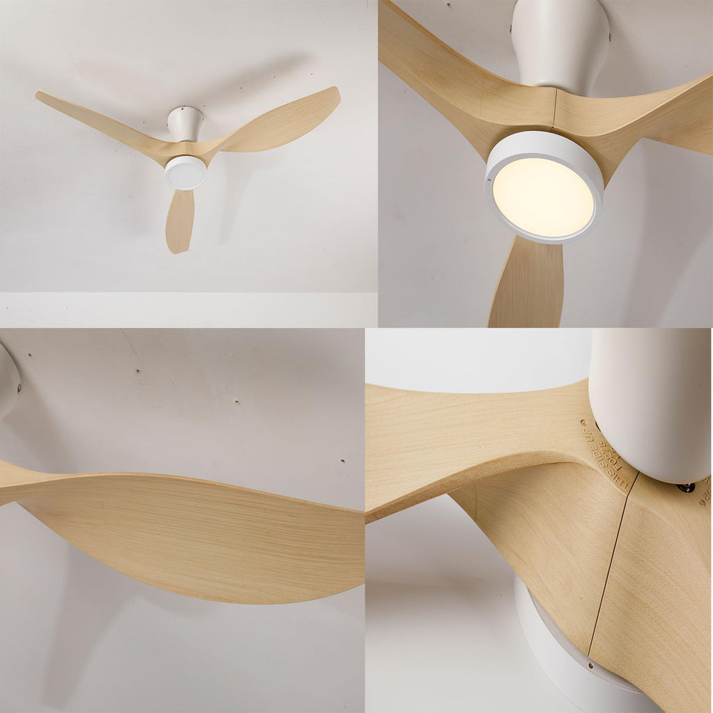 TALOYA Ceiling Fans with Lights,42 inch Modern Low Profile Ceiling Fan with Light and Remote Control, Flush Mount, 3CCT, White Ceiling Fan for Bedroom Living Room and Patio
