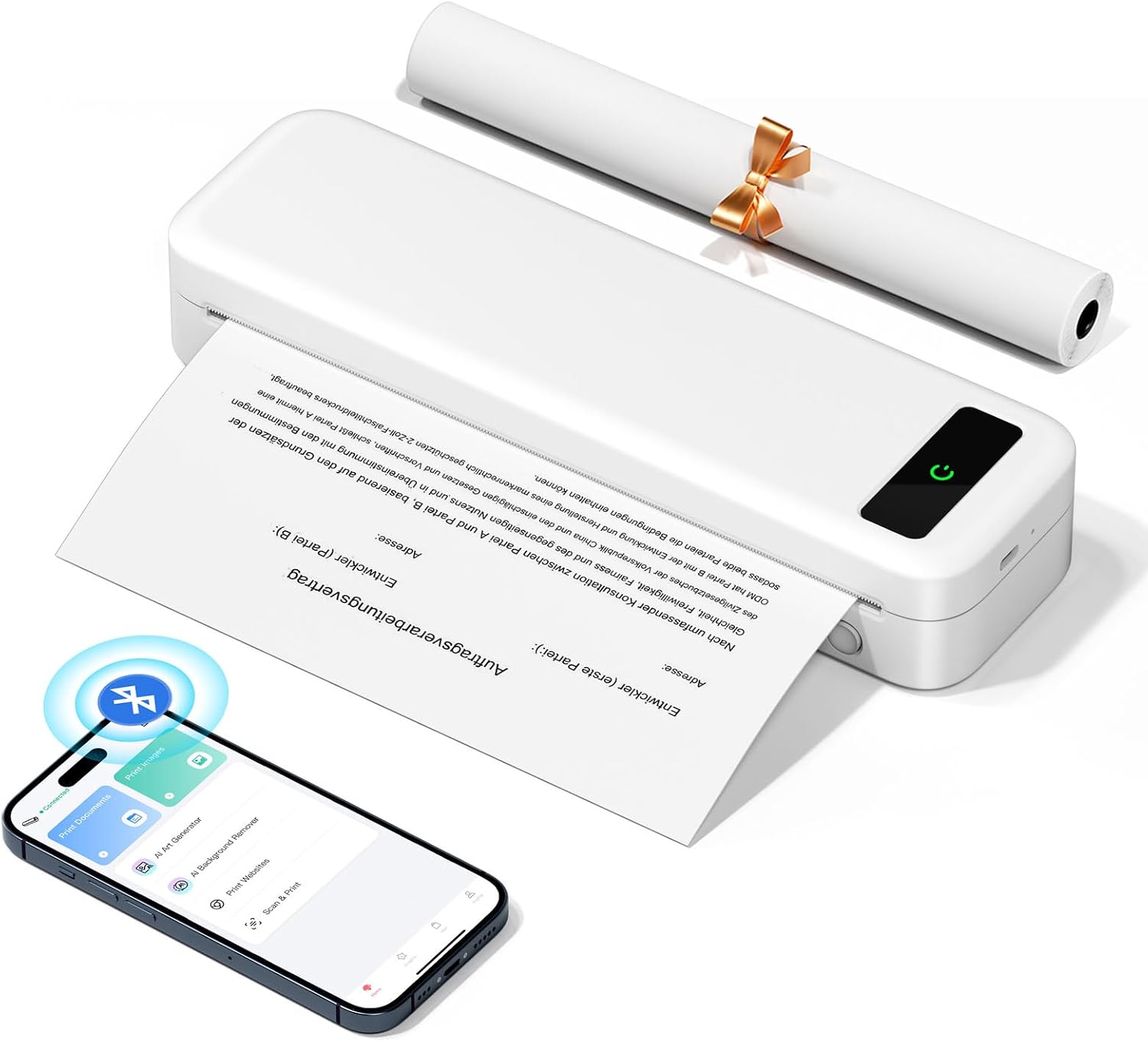 TATTMUSE Portable Thermal Printer, Bluetooth Printers Wireless for Travel Home Use, Mini Compact Printer