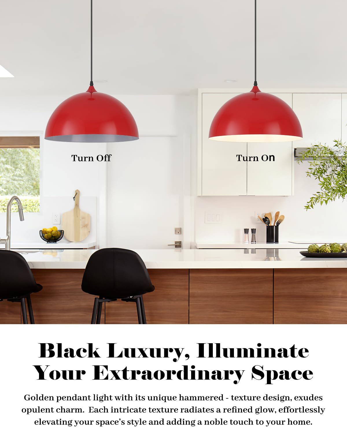 White Pendant Lights, 11.8 inch Pendant Lights Kitchen Island, Farmhouse Pendant Light Fixtures (White Inside), Industrial Pendant Lighting for Dining Room, Bedroom, Hallway (1 Pack)