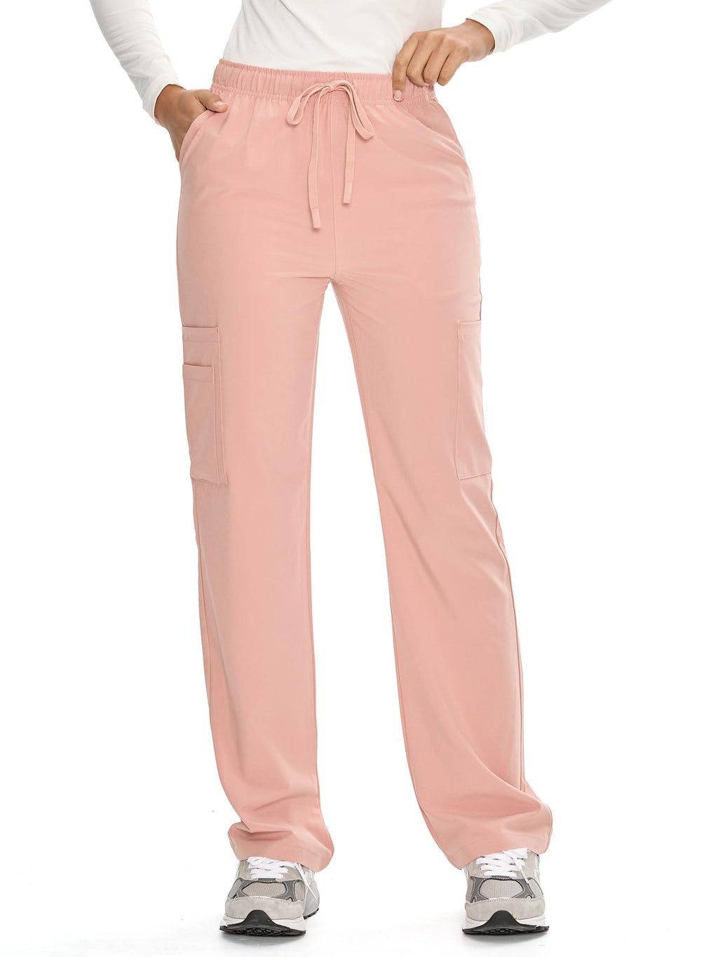 COZYFIT Straight Leg Scrub Pants for Women, Drawstring Soft Stretch, Anti-Wrinkle Women's Scrub Pants with 6 Pockets