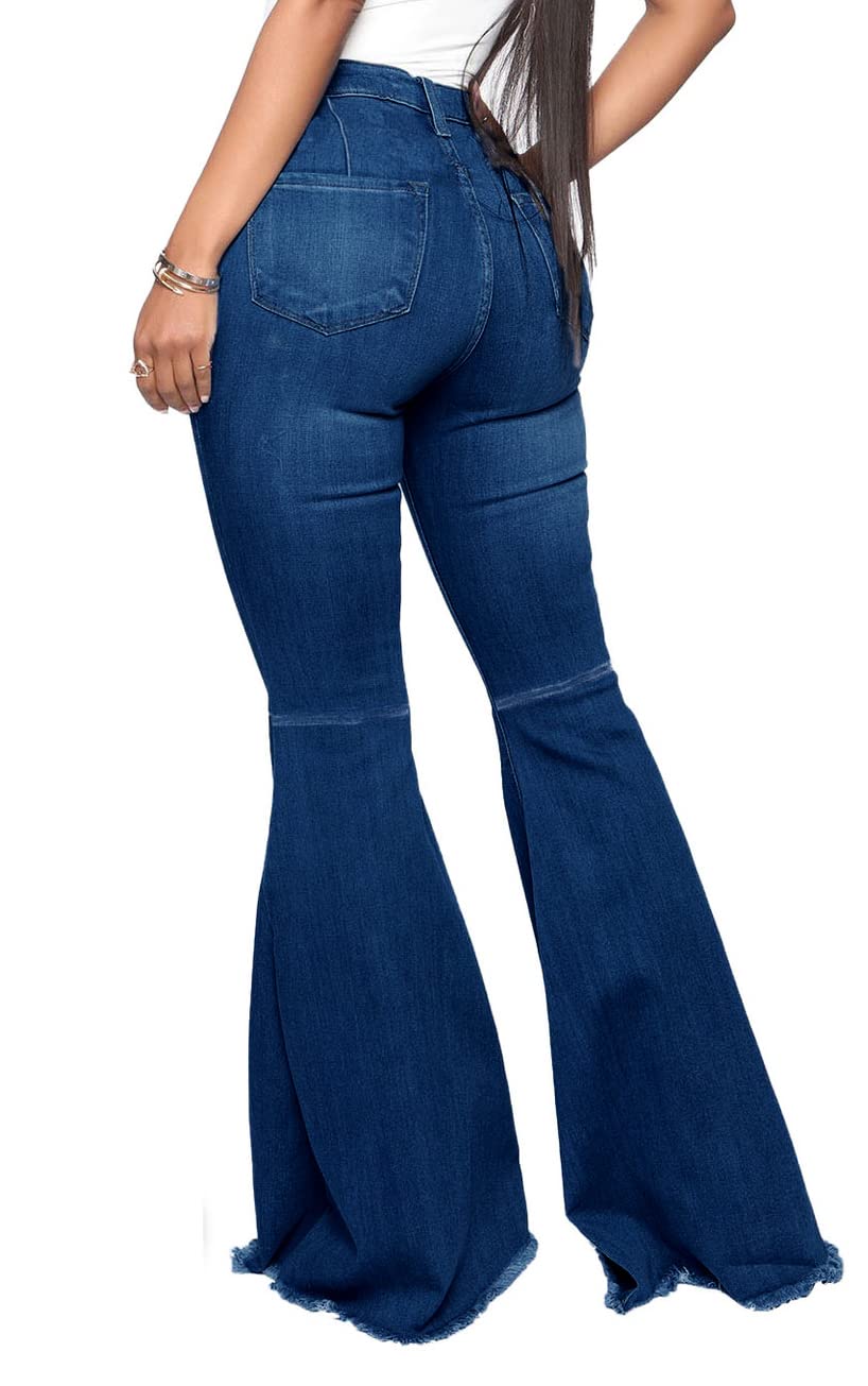 Bell Bottom Jeans for Women Ripped High Waisted Classic Flared Denim Pants