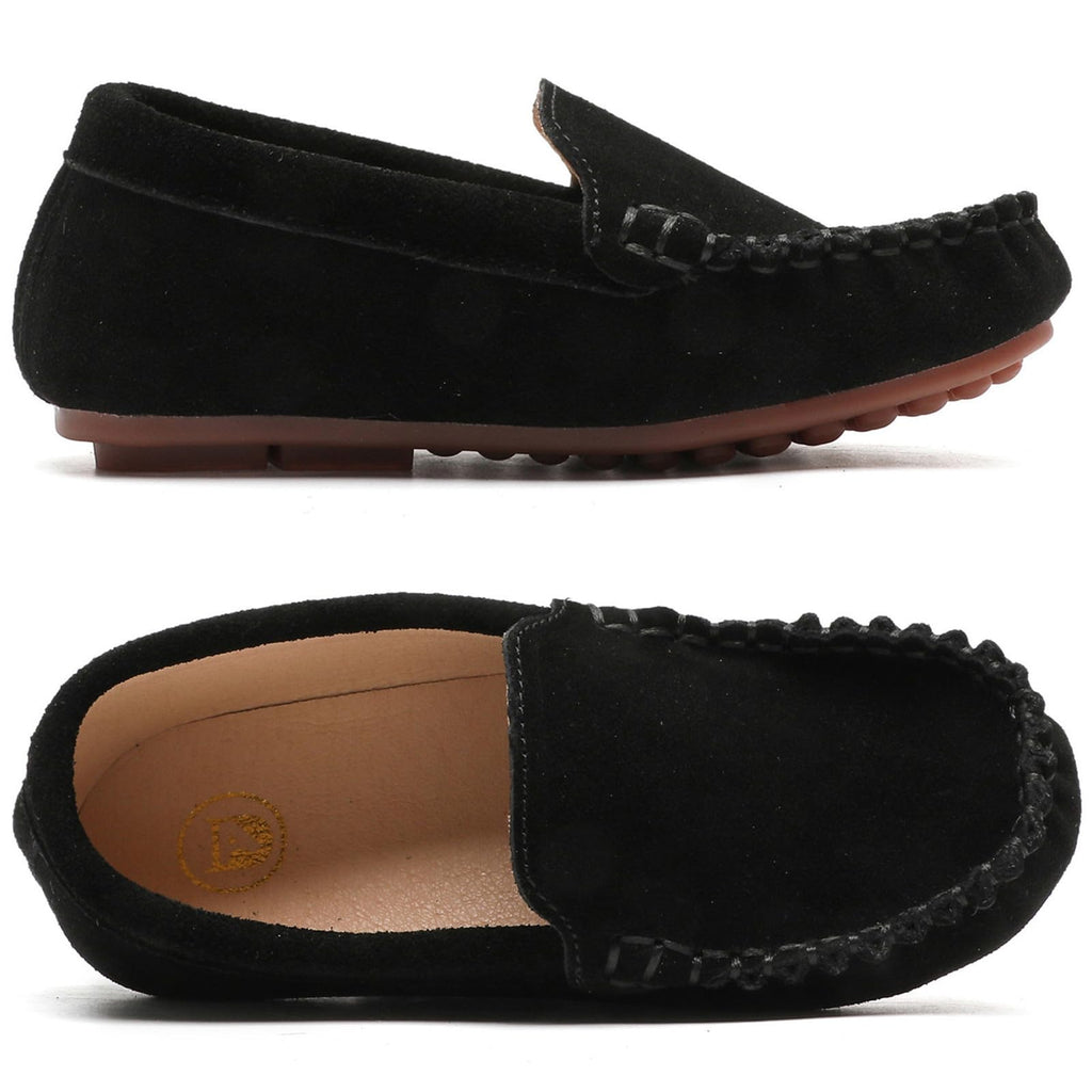 DADAWEN Toddler Little Kid Boys Girls Soft Suede Leather Slip On Flat Boat Dress Shoes Wedding Church Oxford Shoes Loafers
