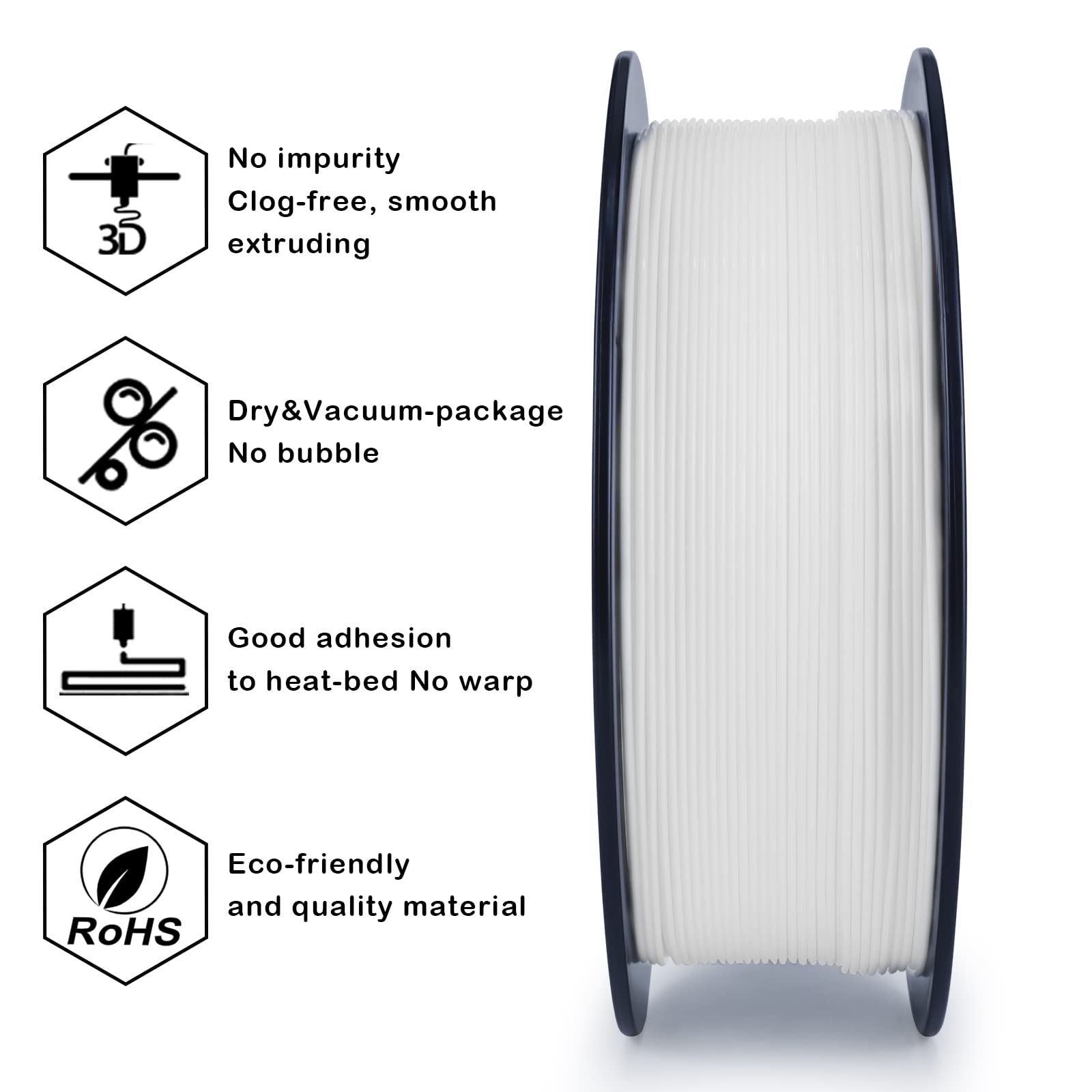 ZIRO 3D Printer Filament, PLA Filament 1.75mm, Black pla 1KG(2.2lbs), Dimensional Accuracy +/- 0.03mm, Fits Most FDM Printer AMS System,3D Printing Filament Spool Black (Plastic Reel)