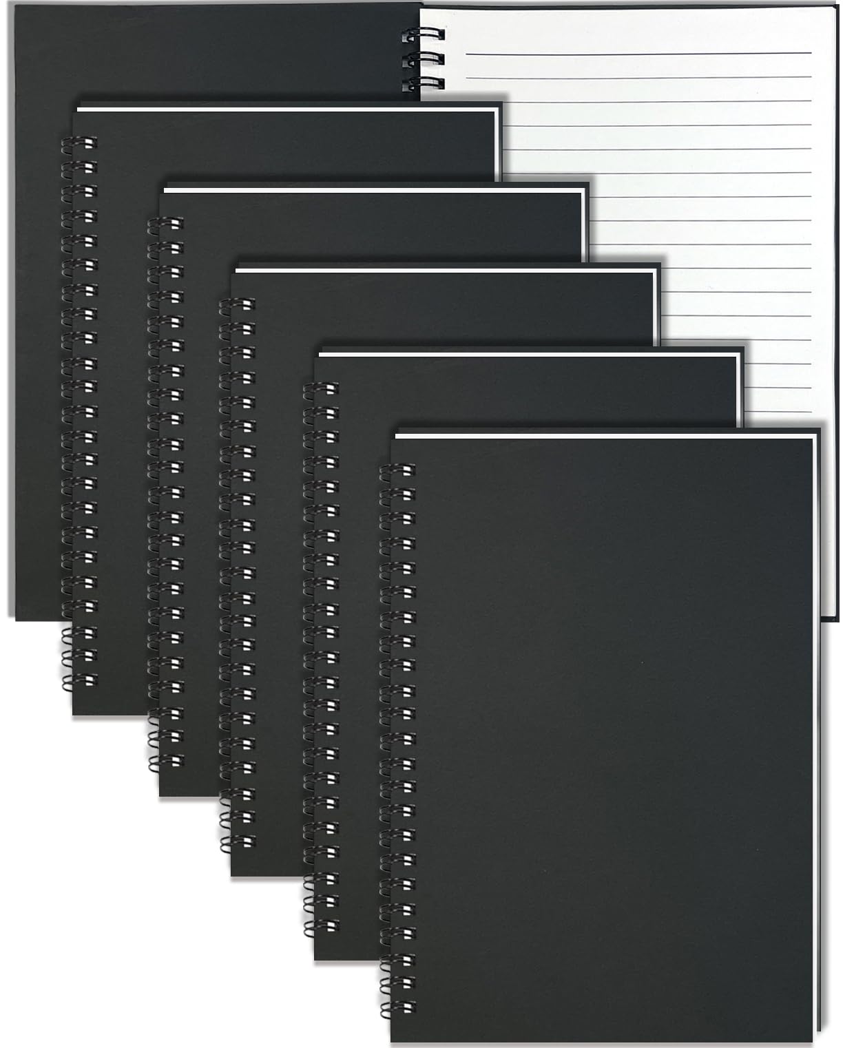 4Pack Small Spiral Notebook A5, 8.25x5.5” 120 Lined Pages Black & Red Wide Ruled Spiral Journal Bulk Blank Kraft Cover Spiral Bound Notebook & Writing Pads for Home Office Meeting Work Note Taking