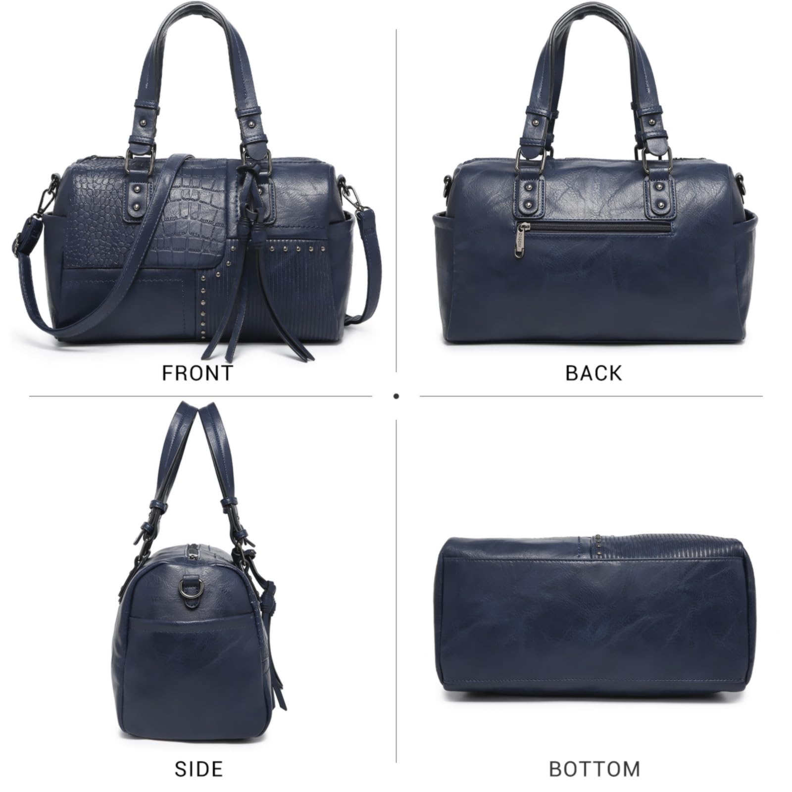Dasein Women Soft Vegan Leather Barrel Bags Large Hobo Top Handle Work Totes Satchel Handbags Shoulder Purse