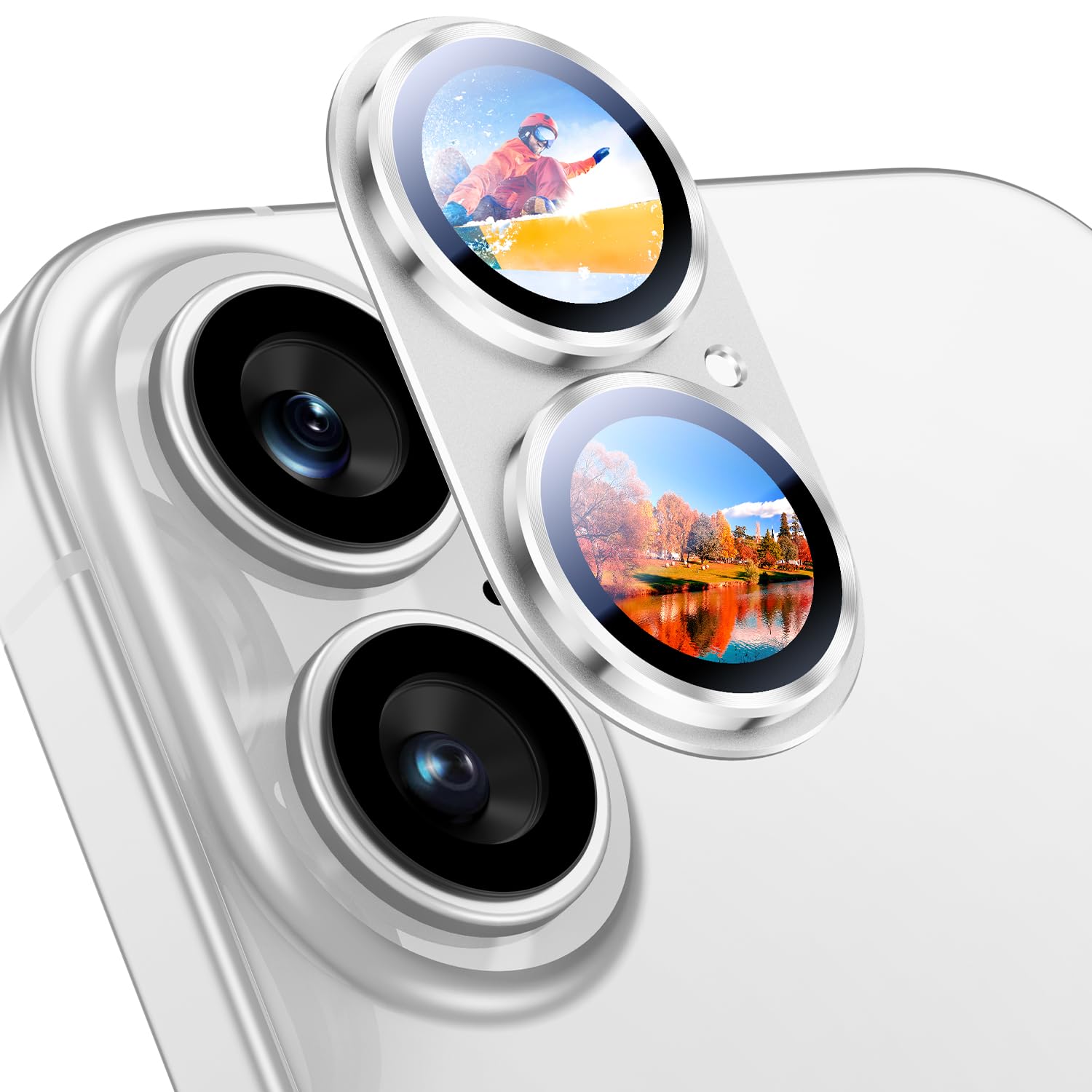 Uyiton Compatible with iPhone 17 Camera Lens Protector - [Not Easy to Break][Strong Adsorption][Case-Friendly] Metal Tempered Glass Rear Camera Screen Cover - Black
