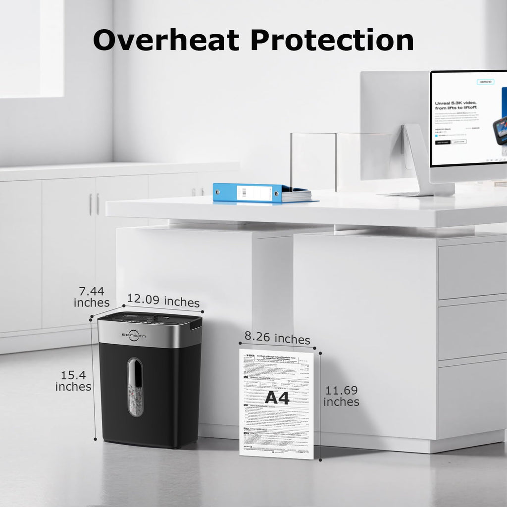 BONSEN Shredder for Home Office, 4 Gallons 8-Sheet Cross Cut Credit Card Shredder, Small Paper Shredder for Home Use, High Security Level P-4, ETL Certification (S3101)