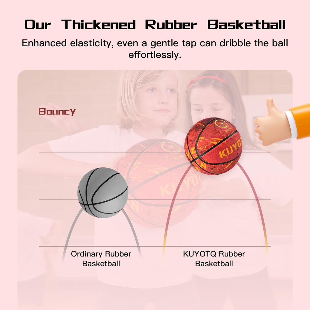 KUYOTQ Kids Youth Adult Size 3/4/5/6/7 (22/25.5/27.5/28.5/29.5") Basketball Premium Rubber or Faux Leather Basketball Indoor Outdoor Basketball for Boys Girls Womens Mens Basketball Gifts (Deflated)