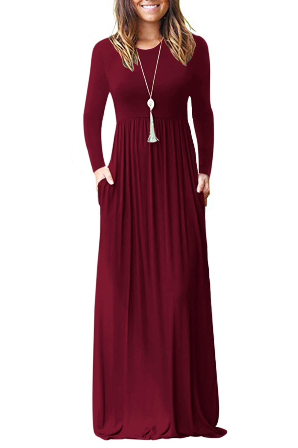AUSELILY Women's Classic Long Sleeve Dress Loose Plain Long Casual Maxi Dresses with Pockets 2026