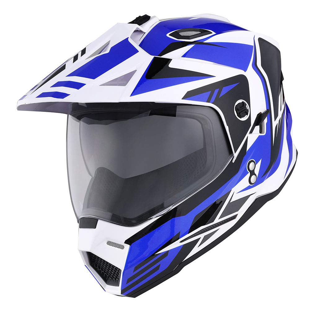 1Storm Dual Sport Motorcycle Motocross Off Road Full Face Helmet Dual Visor: HF802