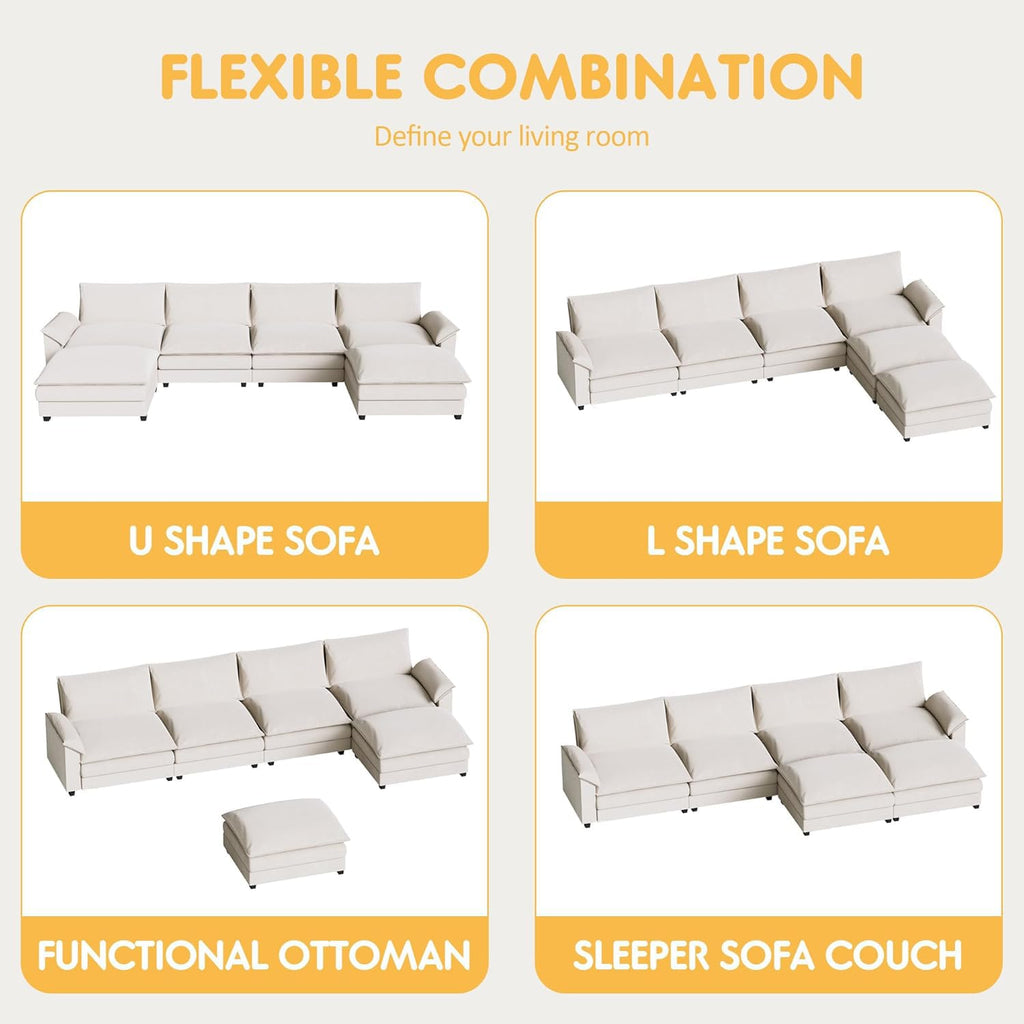 Homall 80" Modular Sectional Sofa, Loveseat Sofa Couch with Double-Layer Cushion, DIY Combination Chenille Deep 2-Seat Cloud Couch for Living Room, Apartment (Bright Grey, Loveseat Sofa)