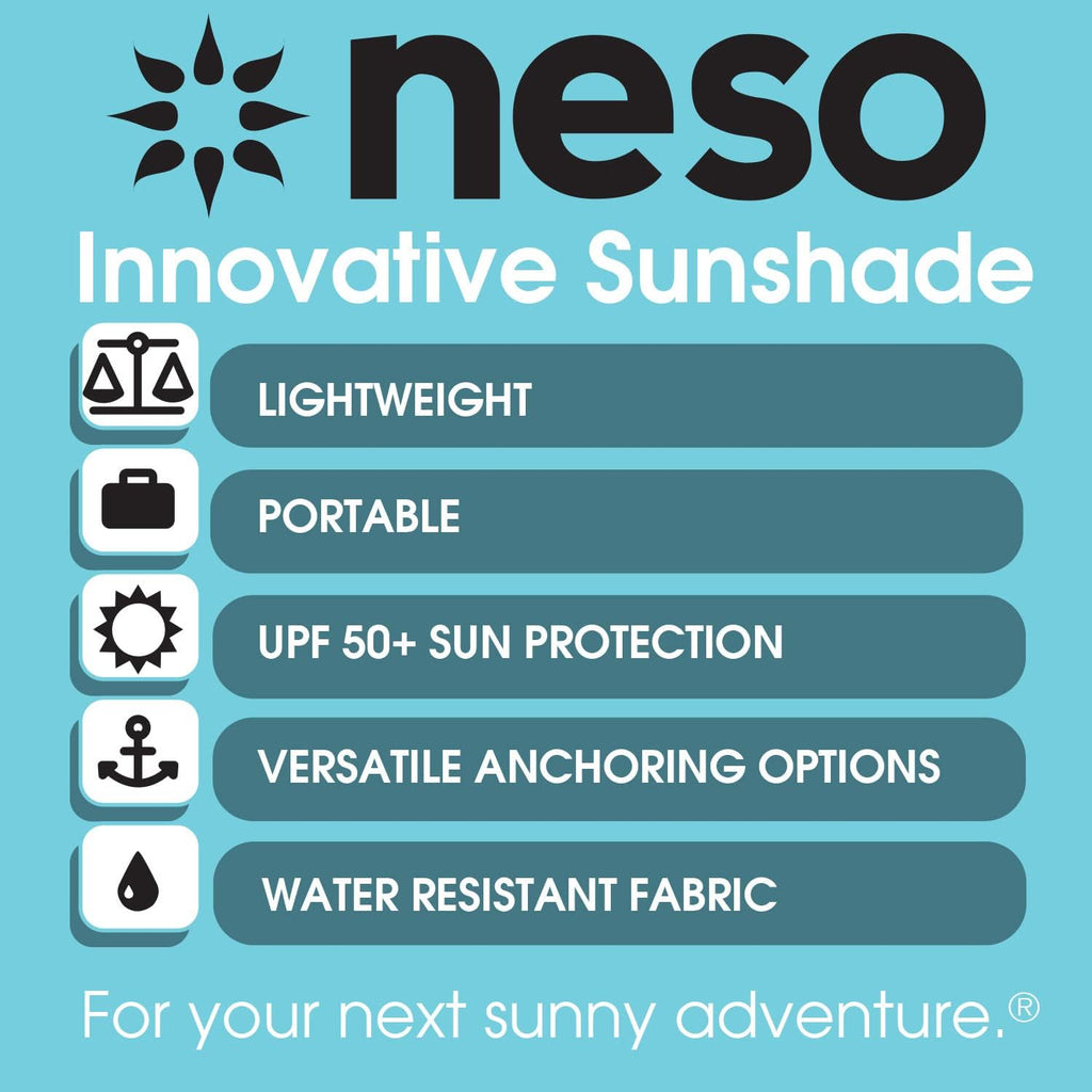 Neso Grande Portable Beach Tent Sun Shelter - Lightweight Beach Shade Canopy - Easy Setup for Family Outings - Patented Reinforced Corners - UPF 50+ Sun Protection - 7ft Tall, 9 x 9ft