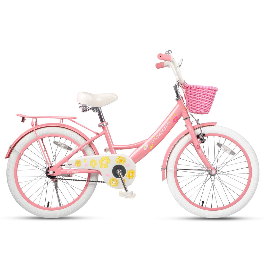 Glerc Maggie Girls Bike, 12-20 Inch Kids Bike for 2-13 Years Old Children, Princess Style Kids Bicycle with Doll-Seat & Basket & Training Wheels, Multiple Colors
