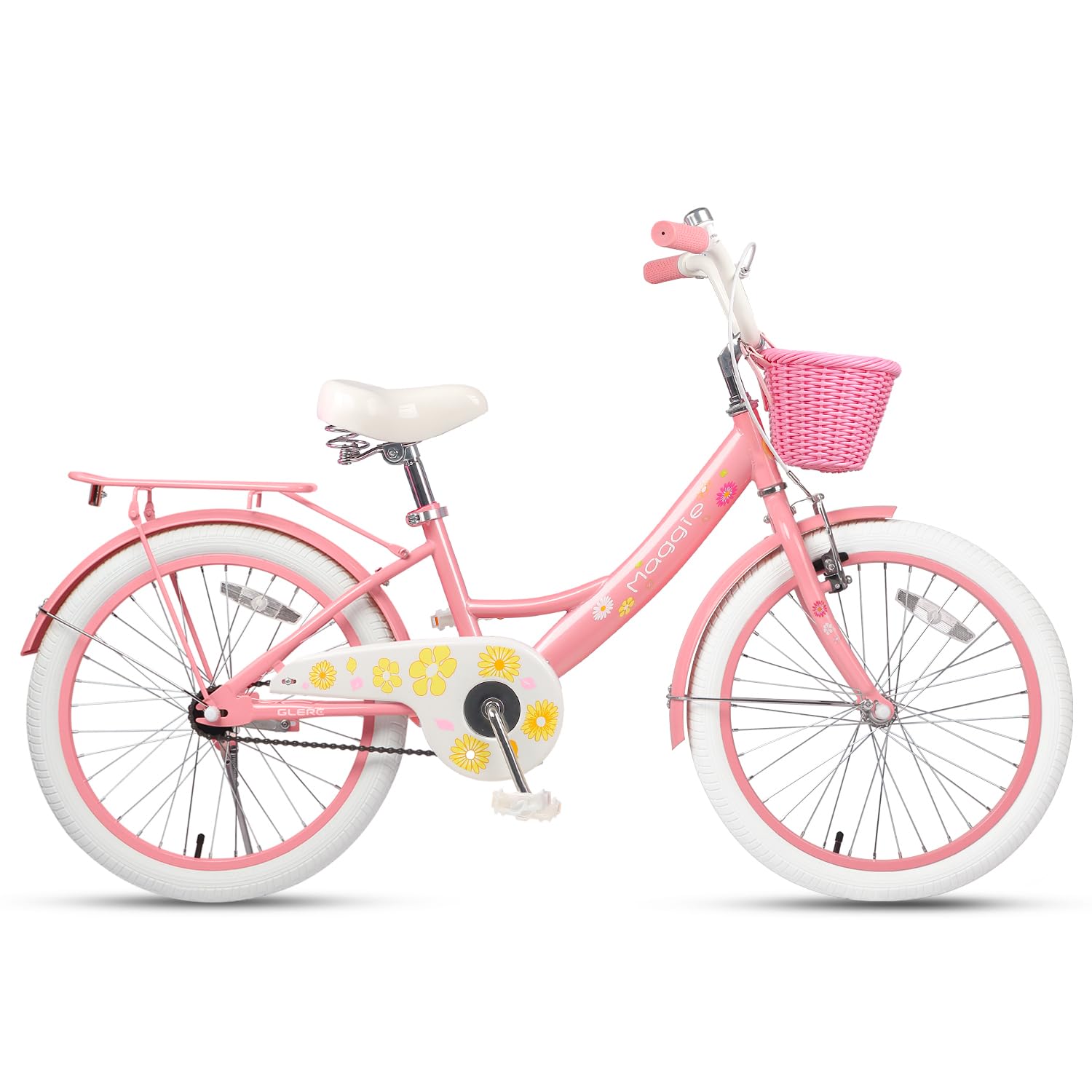 Glerc Maggie Girls Bike, 12-20 Inch Kids Bike for 2-13 Years Old Children, Princess Style Kids Bicycle with Doll-Seat & Basket & Training Wheels, Multiple Colors