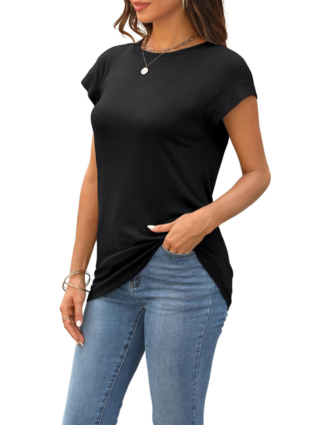 SUNBS 3 Pack Womens Summer Cap Sleeve T Shirts Business Casual Dressy Tops