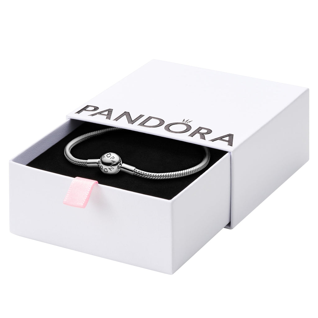 PANDORA Moments Snake Chain Bracelet - Hand-Finished Charm Bracelet - Jewelry for Her with Gift Box - Compatible Moments Charms - Sterling Silver
