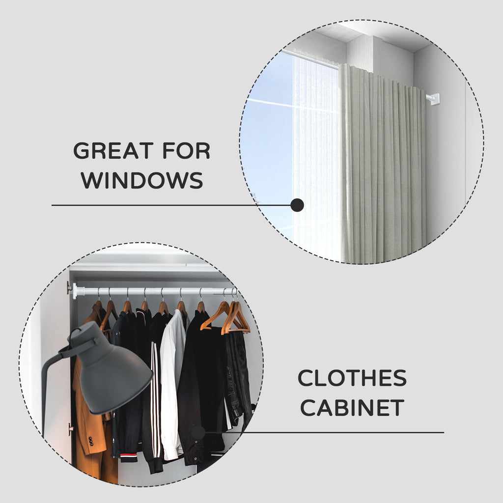 UIOSANRT Tension Shower Curtain Rod 31-55 Inches Non-Slip Shower Rod Tension Mounted No Drill Black Shower Curtain Rods Spring Tension Rod Adjustable Tension Curtain Rod for Windows Bathroom