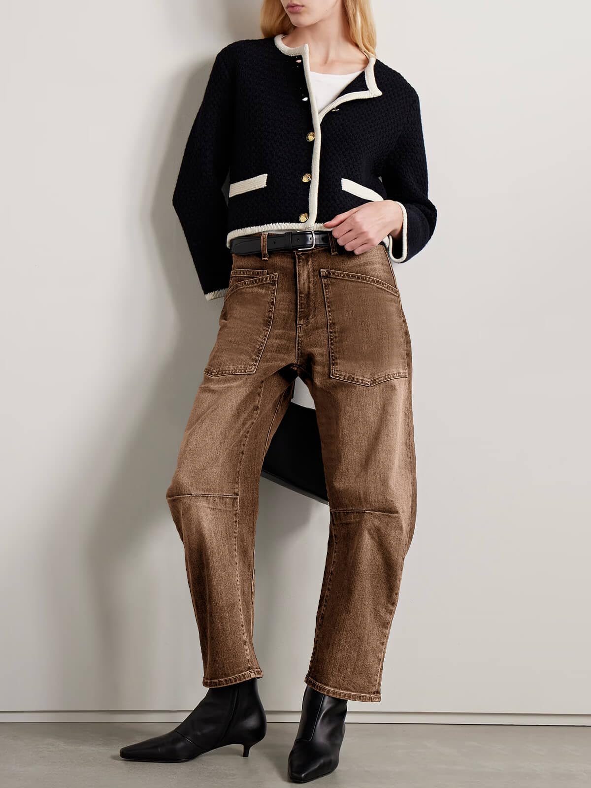 PLNOTME Womens Barrel Jeans High Waisted Baggy Boyfriend Wide Leg Denim Pants with Pockets