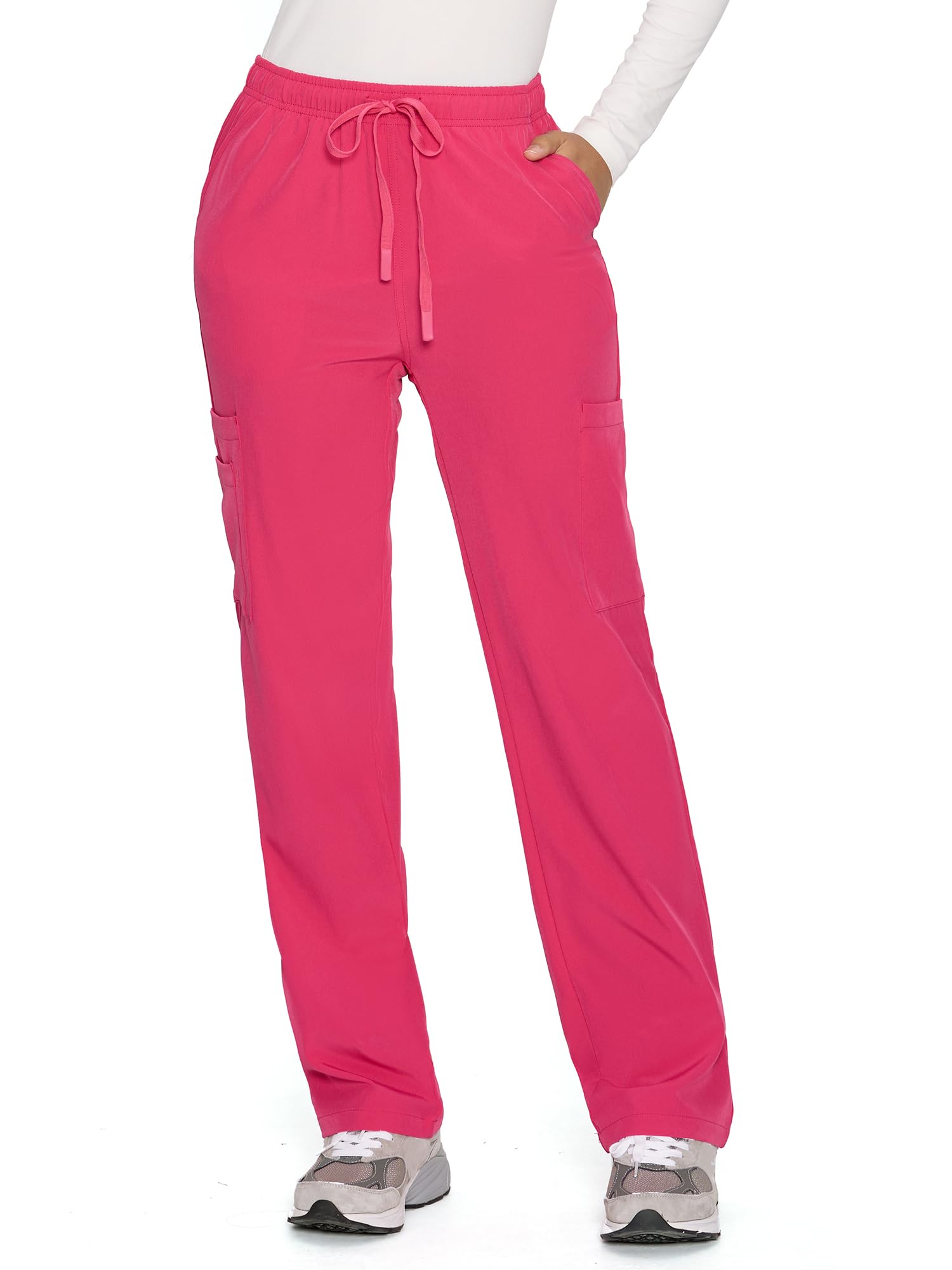 COZYFIT Straight Leg Scrub Pants for Women, Drawstring Soft Stretch, Anti-Wrinkle Women's Scrub Pants with 6 Pockets