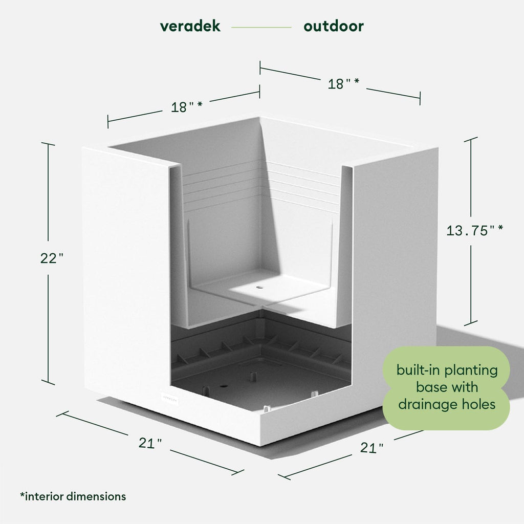 Veradek Block Series Cube Plastic Planter - Large Square Planter for Indoor or Outdoor Patio/Garden | Durable All-Weather Use with Drainage Holes | Modern Décor for Tall Plants, Trees, Flowers