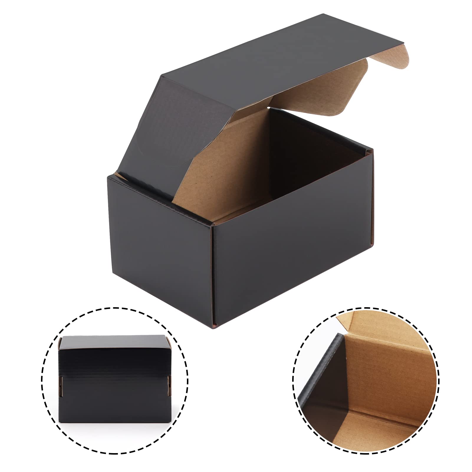 Hoikwo 40 Pack 4x4x2 Shipping Boxes for Small Business, Black Packaging Cardboard Boxes, Moving Mailing Packing Box