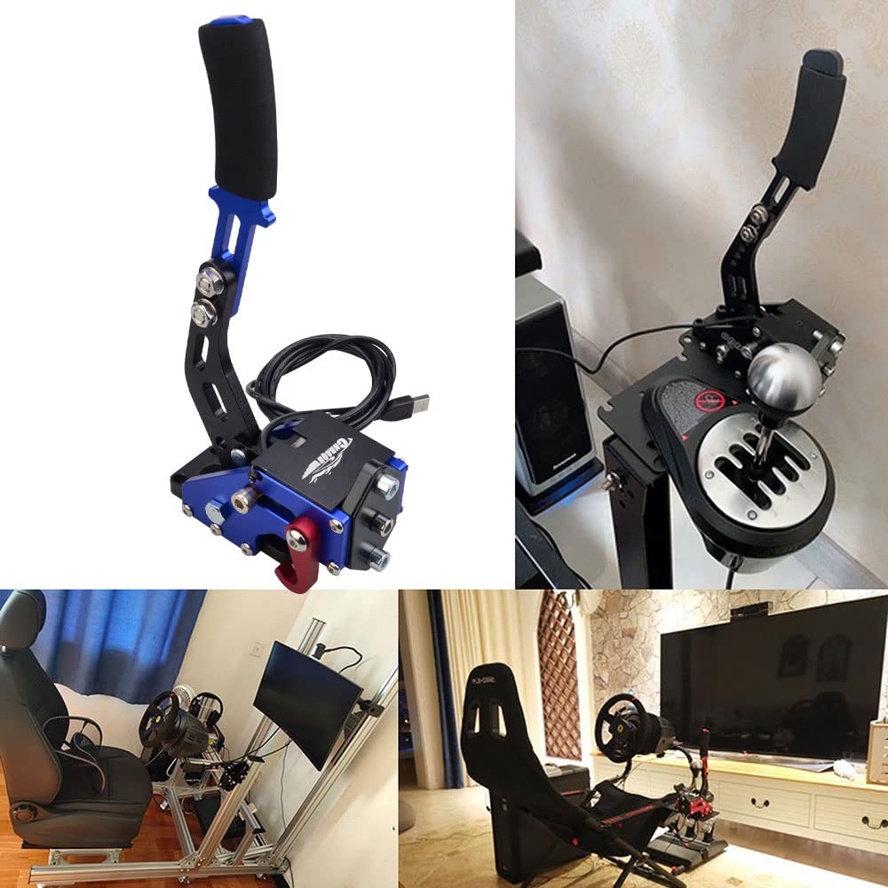CNRAQR PC Racing Game USB Handbrake for 16Bit SIM for Racing Games, Compatible with G27 G29 G920 G923 T500 T300 Simulate Linear Handbrake（With Fixing Clip and Plate