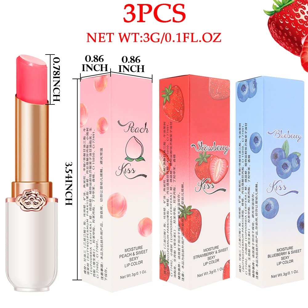 evpct 2Pcs Blueberry Tinted Lip Balms PH Lip Color Changing Lipstick Balm Stain Gift Set Queen for Women Girls Korean Mood Long Lasting Color Change Light Pink Lipstick Lip Tint Plumper Gloss