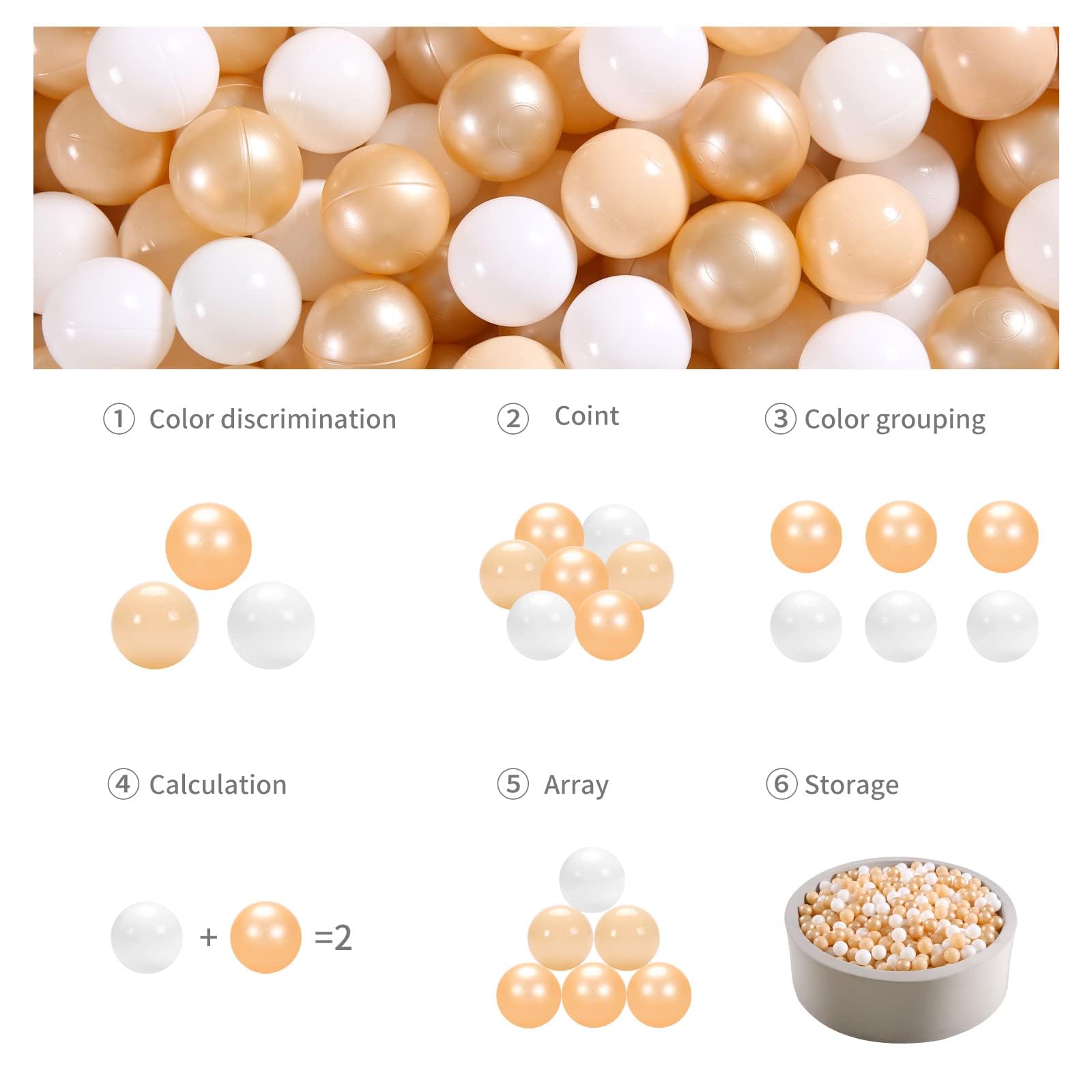 GOGOSO Playpen Balls for GirlsToddlers for Playhouse, Baby Pool, Play Ball Fun Centers, for Babies, Kids, Toddlers 1-3, Phthalate Free BPA Free 100pcs