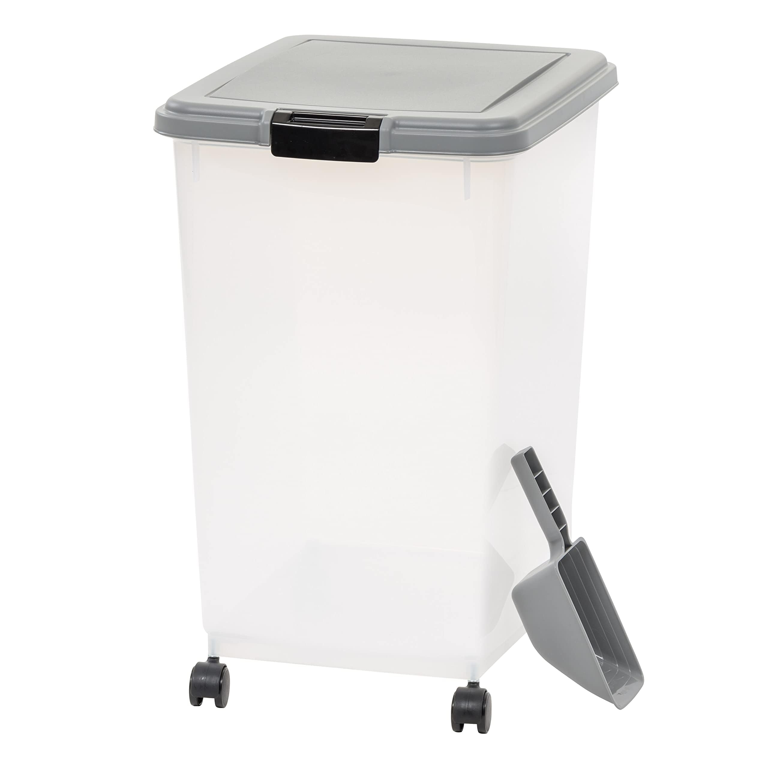 Amazon Basics 3-Piece Airtight Pet Food Storage Container Combo with Scoop, BPA Free, Removable Wheels, 33 QT + 12 QT