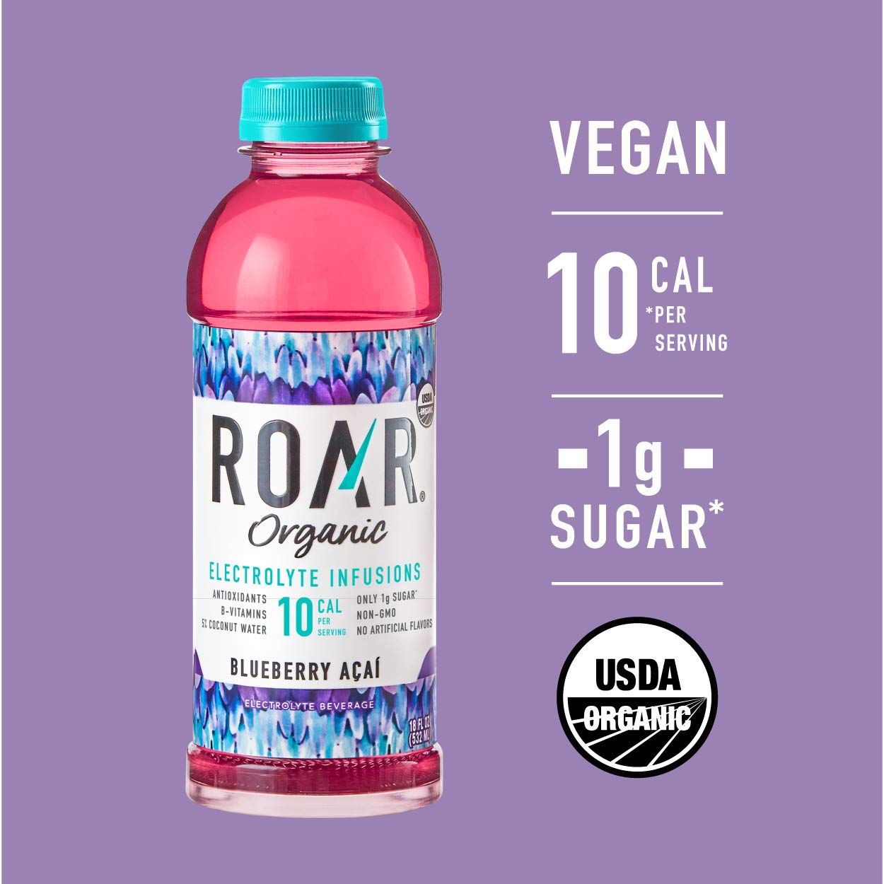 ROAR Complete Hydration Organic - Electrolyte Drinks Loaded with Vitamins C, B5, B12 - Non-GMO, Gluten-Free - Strawberry Lemonade - 12 pc