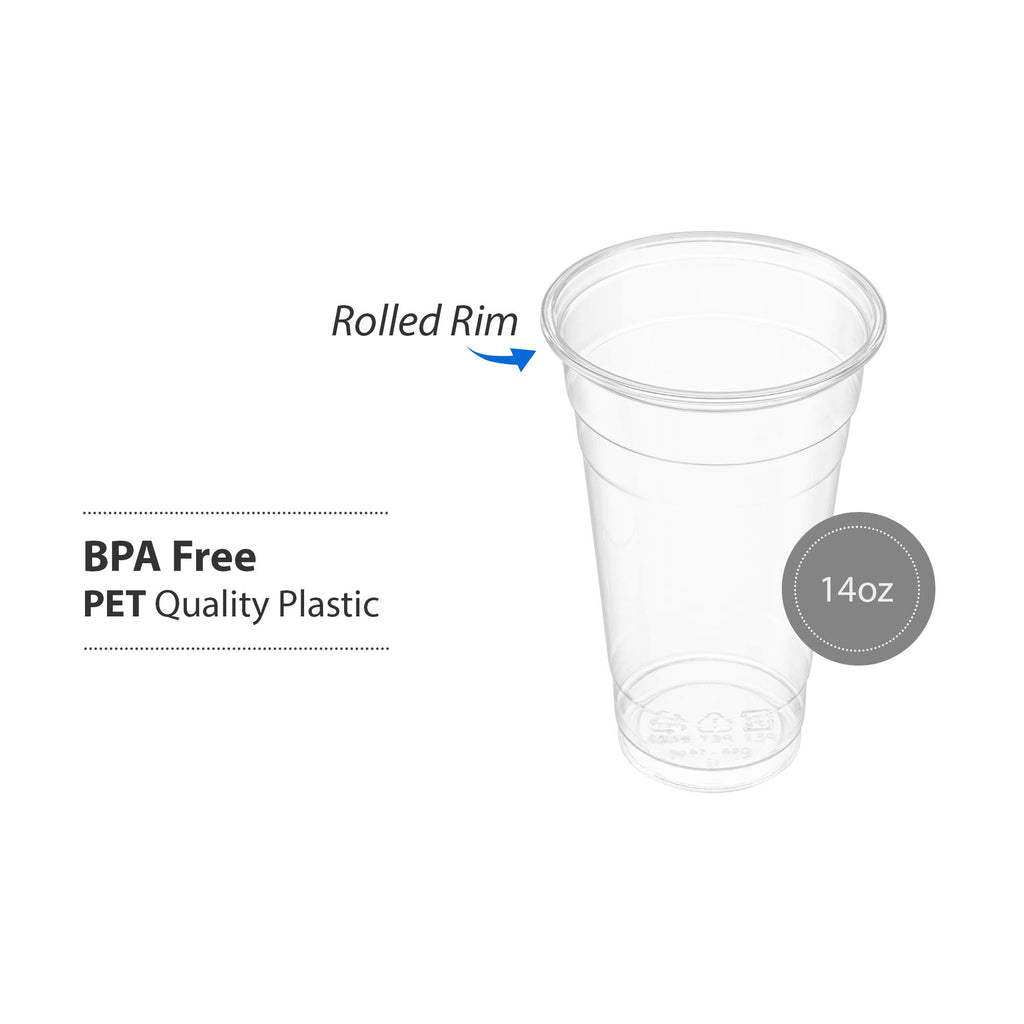 Crystal Clear PET Cups for Iced Coffee,Milkshake, Cold Drinks, Slush, Smoothy's, Slurpee, Ice cream, Dessert, Party's, Plastic Disposable Cups (50, 12 oz)