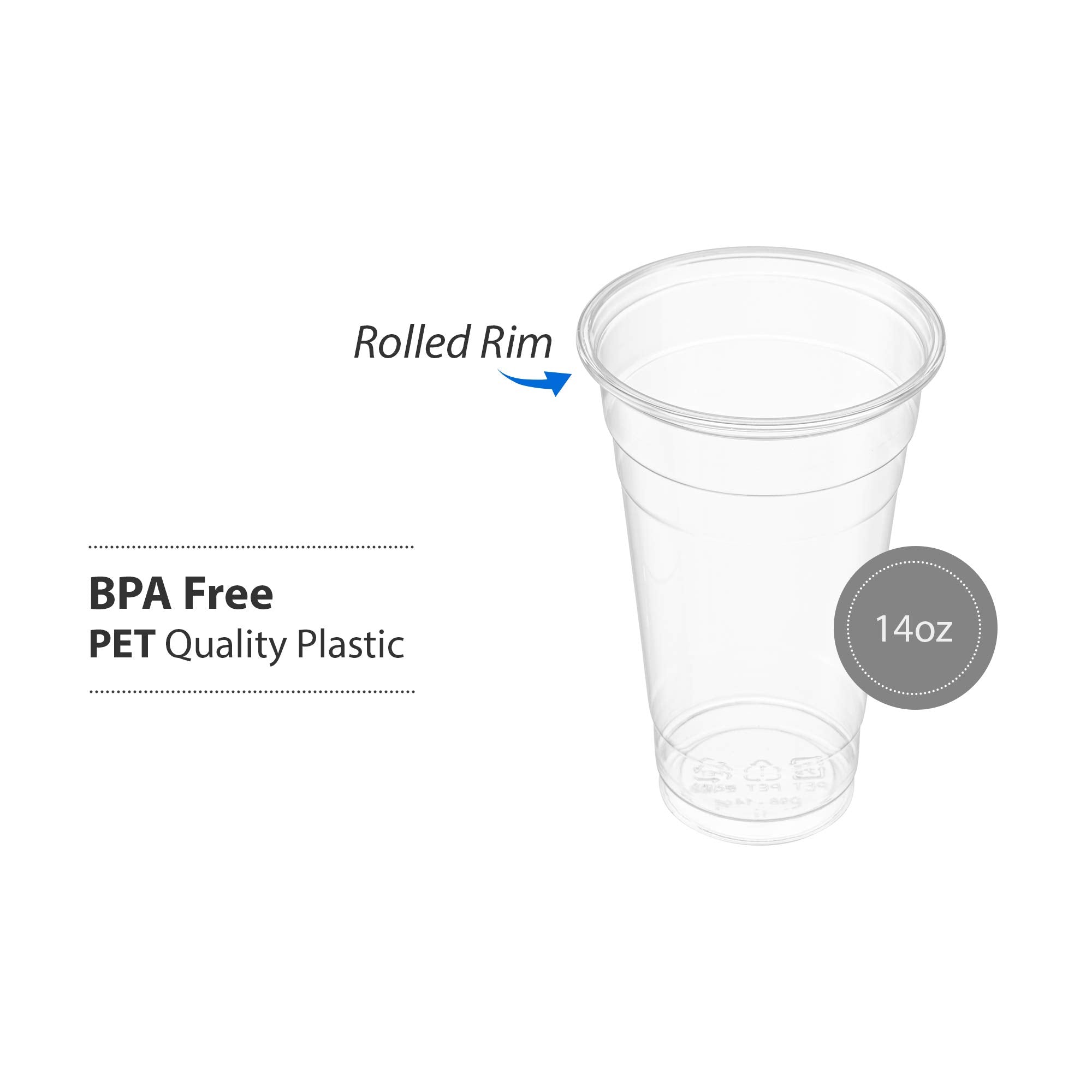 Crystal Clear PET Cups for Iced Coffee,Milkshake, Cold Drinks, Slush, Smoothy's, Slurpee, Ice cream, Dessert, Party's, Plastic Disposable Cups (50, 12 oz)