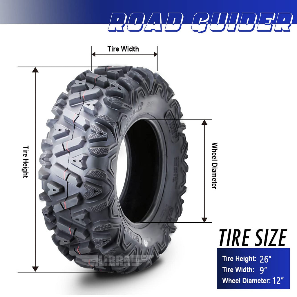 Roadguider ATV/UTV Tires 26x9-12 26x9x12 6PR 10277, Set 4 …