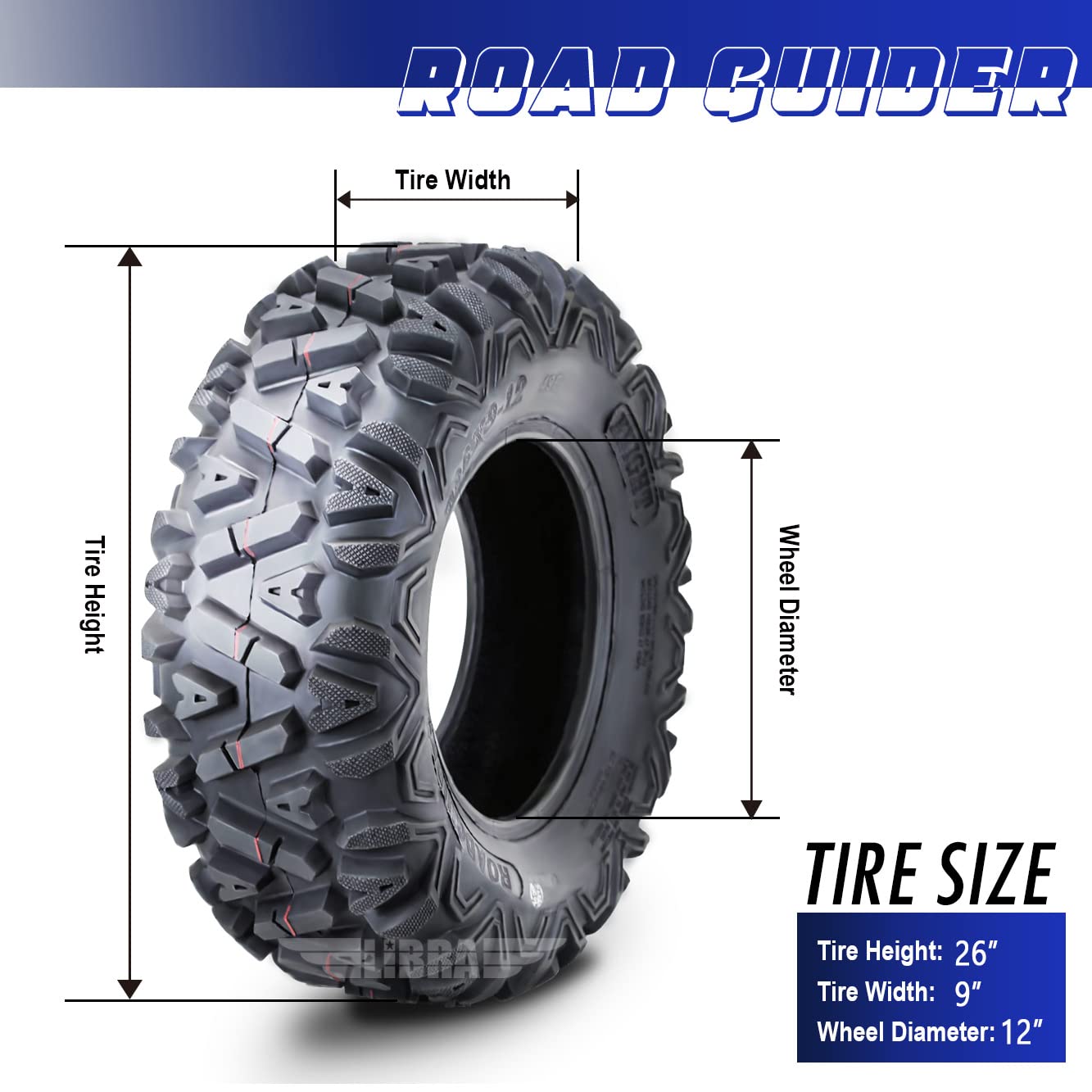 Roadguider ATV/UTV Tires 26x9-12 26x9x12 6PR 10277, Set 4 …