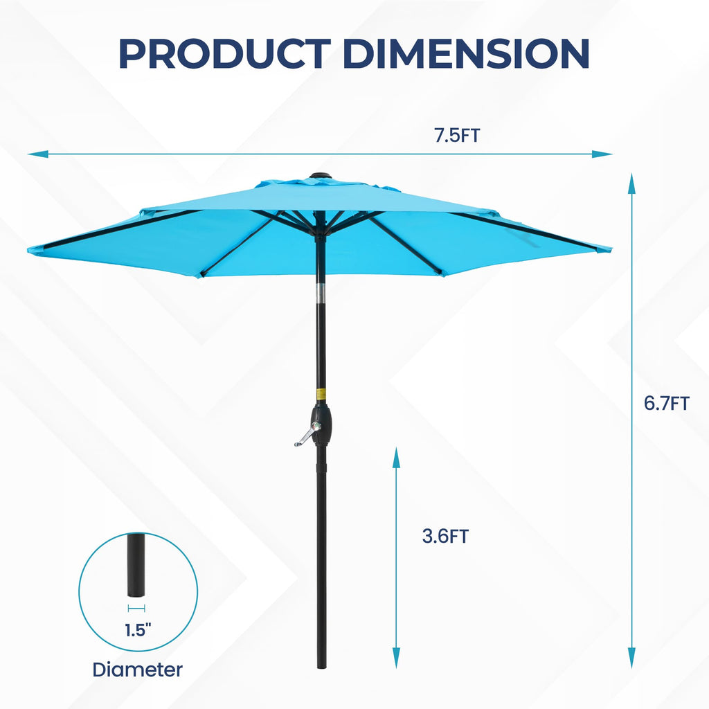 SUNVIVI OUTDOOR Outdoor Patio Umbrella, Patio Umbrella, Market Umbrella, Large Outdoor Umbrella, Metal Pole Umbrella with Push Button Tilt and Crank, Polyester Canopy
